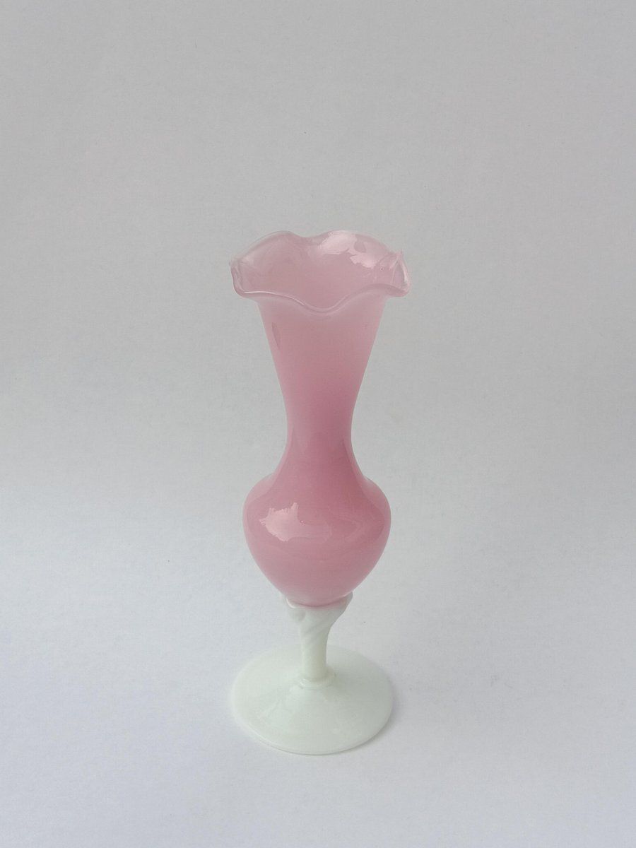 Vintage Vase In Pink Opaline Glass, 1940s photo for sale