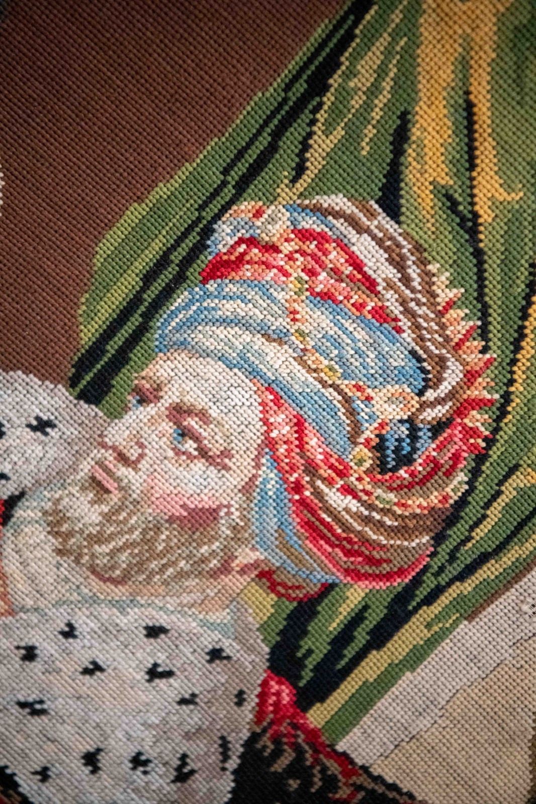 Large Antique Continental Needlepoint Tapestry Picture, Biblical  Scene, C.1890 photo vinterior
