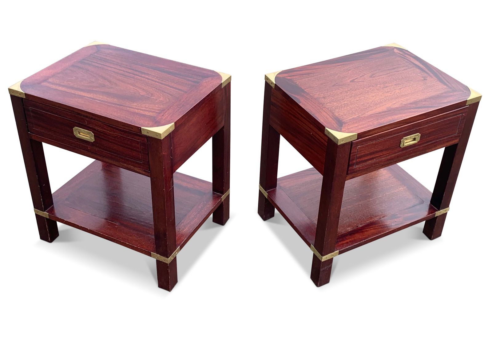 Kennedy For Harrods Pair Of Rosewood Military Campaign Nightstands With Drawer photo for sale