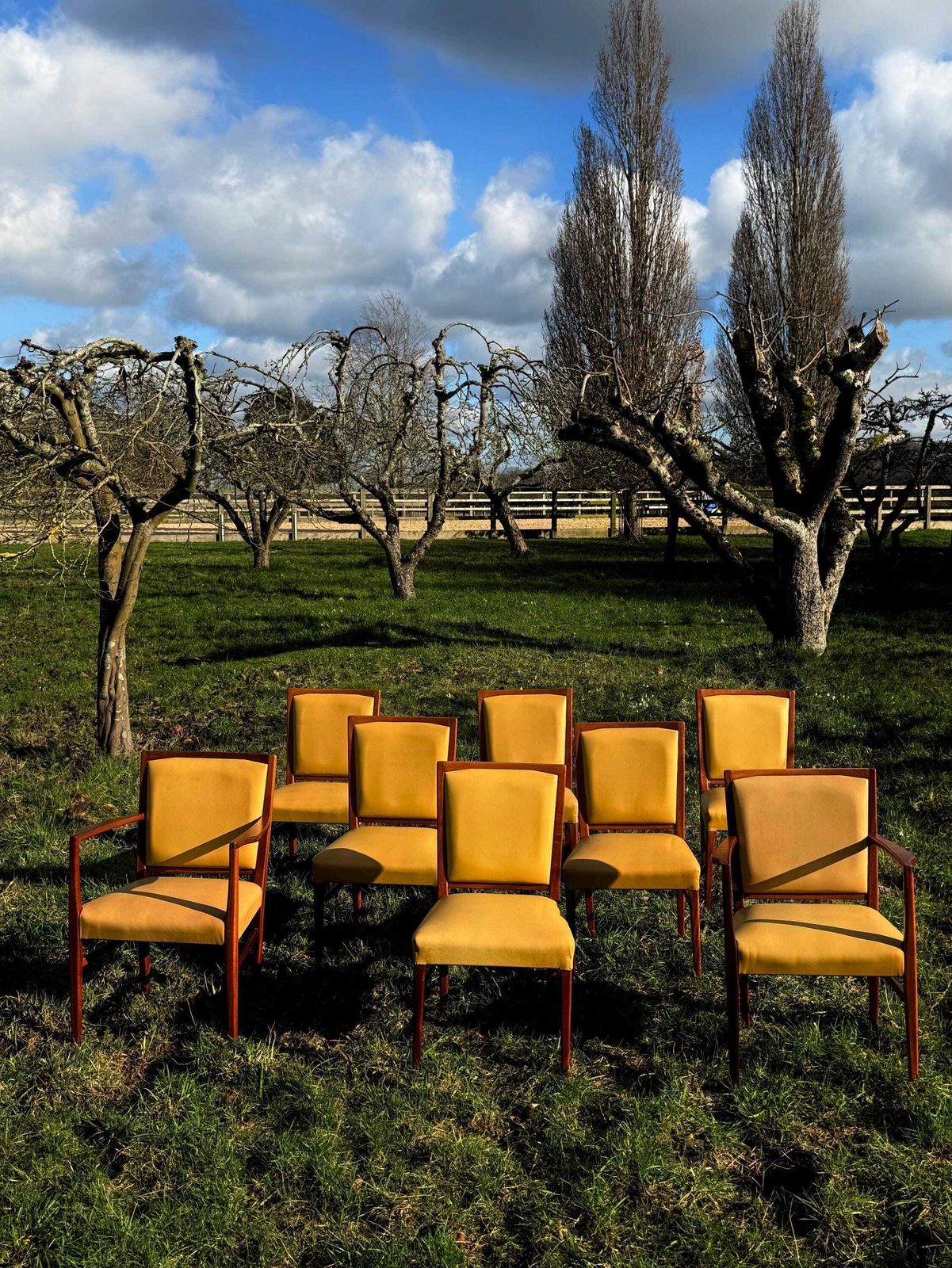 photo for sale Mid Century Mahogany Set Of Eight Dining Chairs By Marin Hall For Gordon Russell 1970