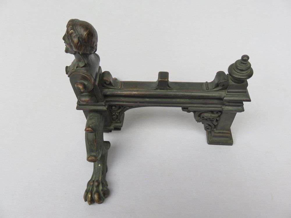 Historicist Bronze Andirons, 19th Century, Set Of 2 photo vinterior