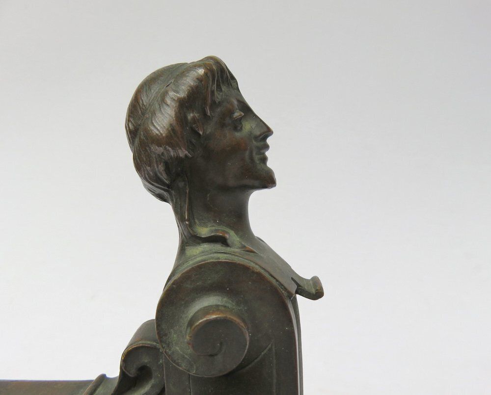 5389.0 Historicist Bronze Andirons, 19th Century, Set Of 2 photo