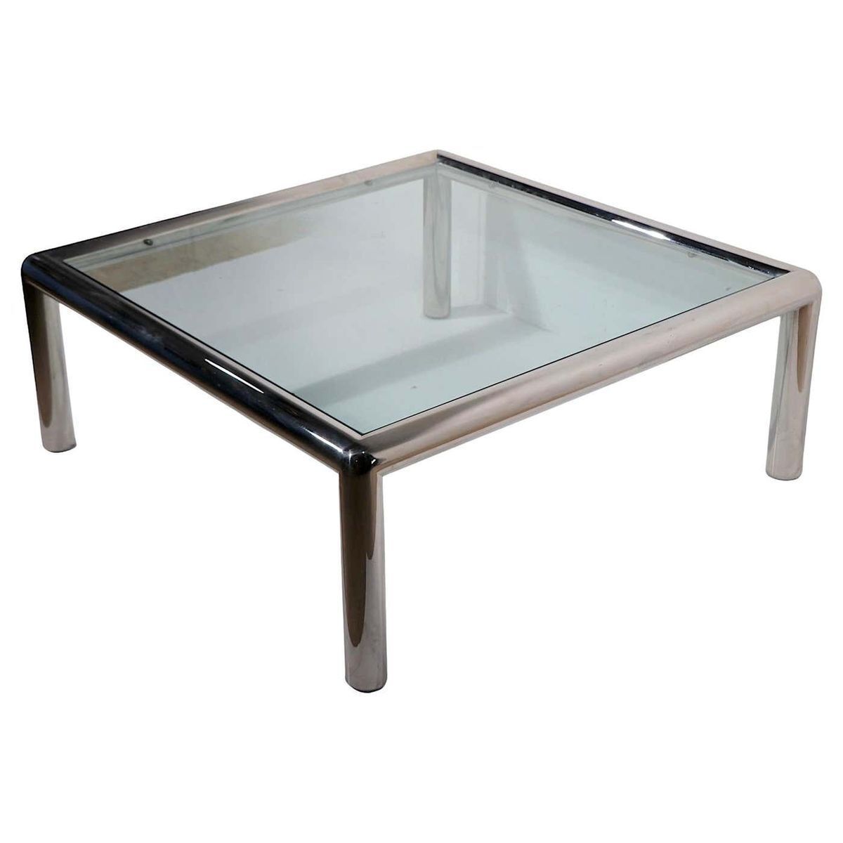 1970s, Italian, Designed By John Mascheroni For Vecta, Each With An Inset Glass Top, On A Tubular Chrome Frame