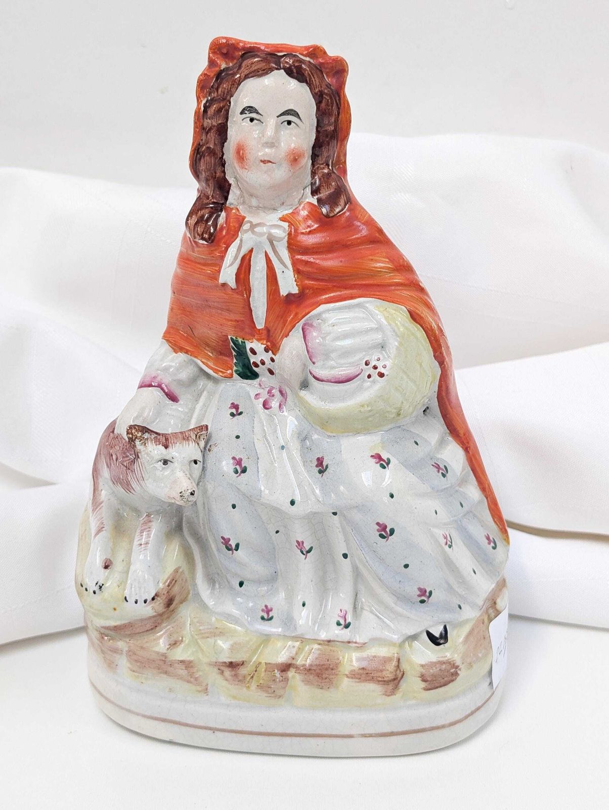 Antique Staffordshire Red Riding Hood Flat Back C.1865. Rare Vintage Collectible.