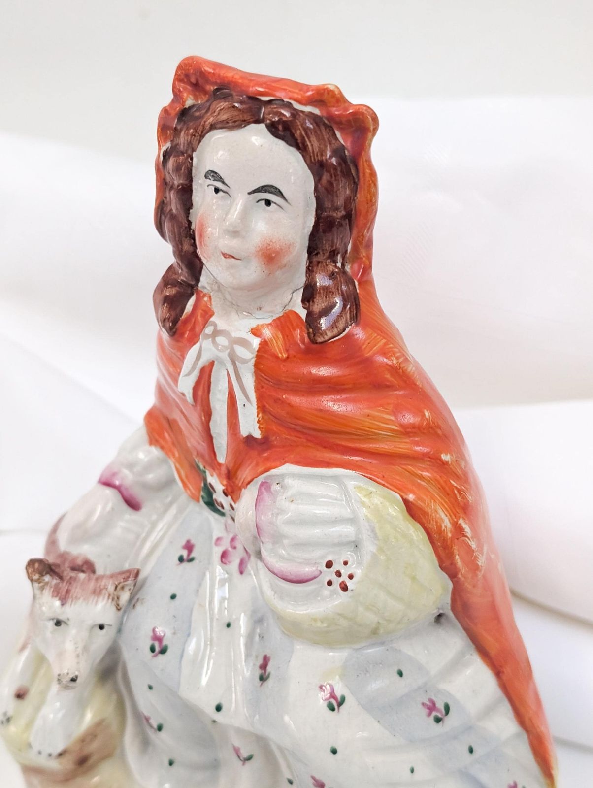 Antique Staffordshire Red Riding Hood Flat Back C.1865. Rare Vintage Collectible. photo vintage