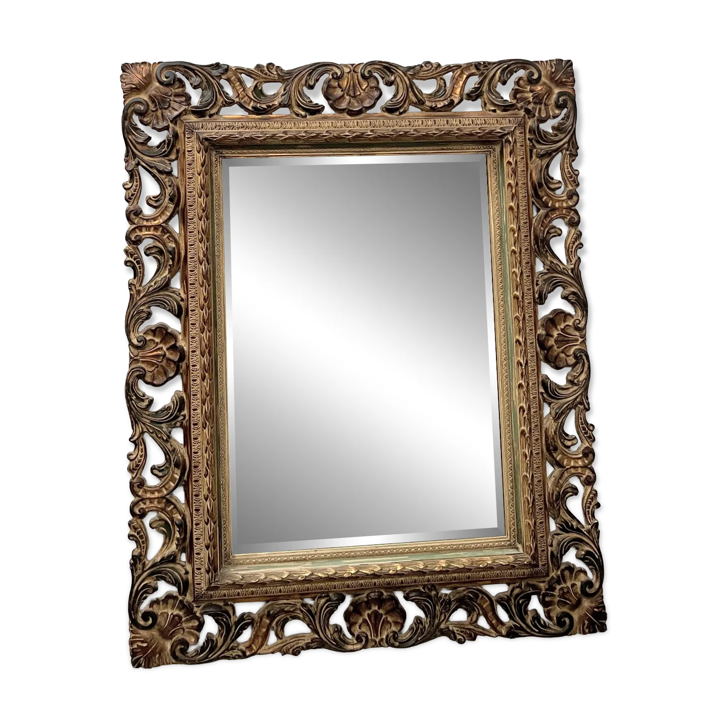 Napoleon III Style Mirror In Carved Wood, 20th Century.
