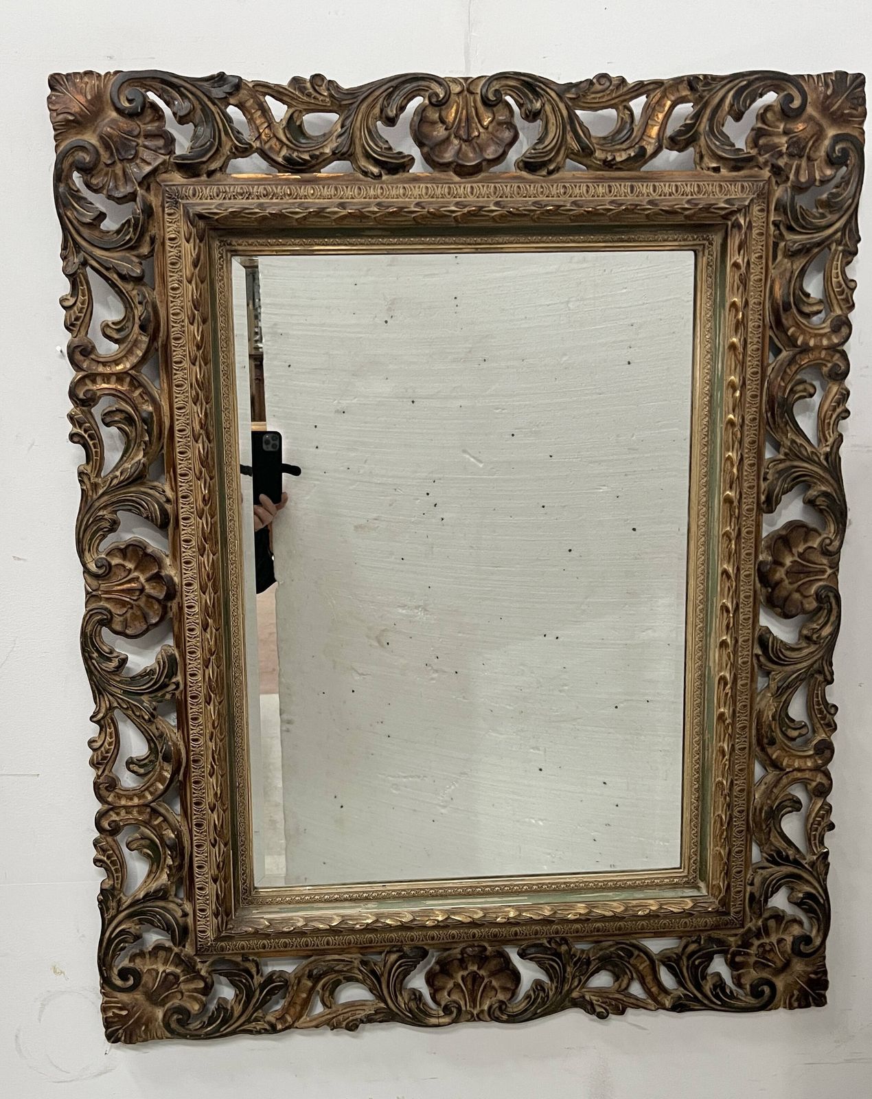 Napoleon III Style Mirror In Carved Wood, 20th Century. photo vintage