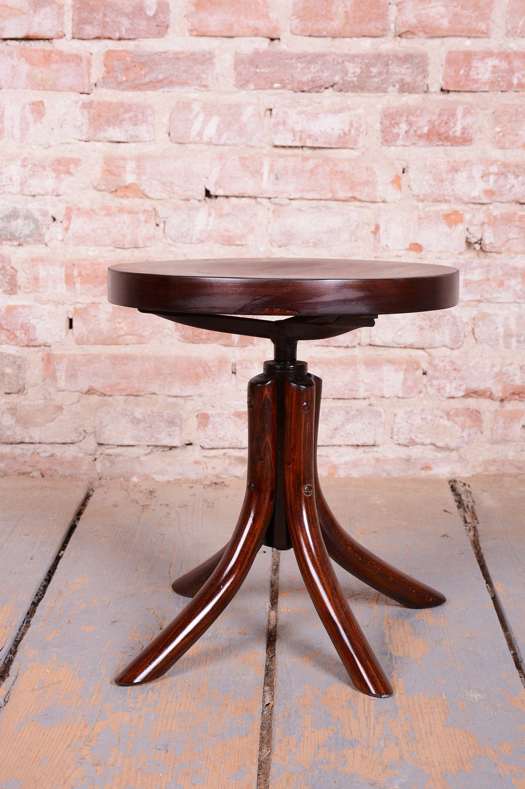 Restored Art Deco Piano Swivel Stool, By Thonet, Beech, Polished, Czech, 1930s photo furniture