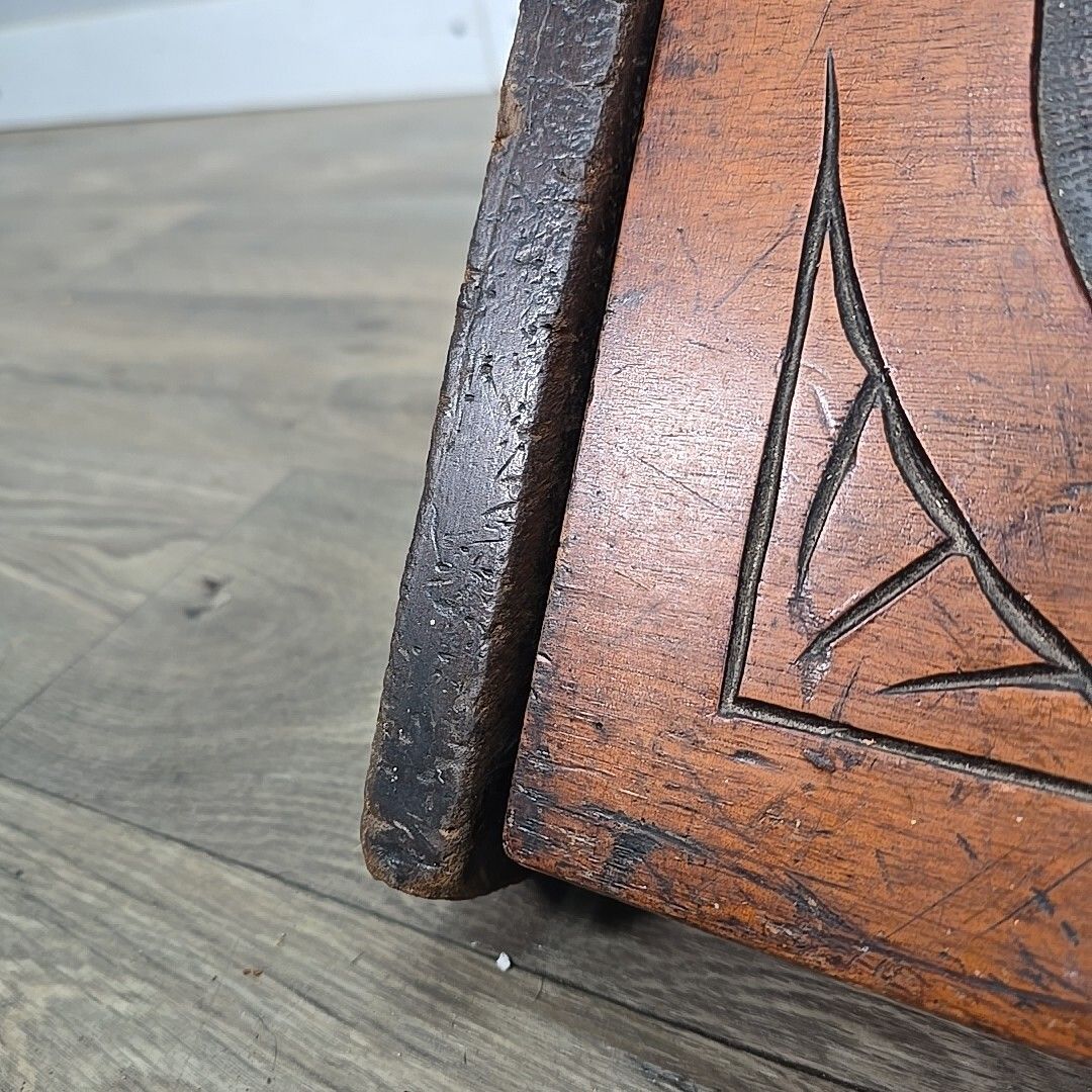photo furniture Antique Edwardian Coal Scuttle Box Wooden Fireside Carved Storage Brass Retro