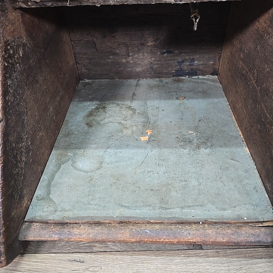 photo buy Antique Edwardian Coal Scuttle Box Wooden Fireside Carved Storage Brass Retro