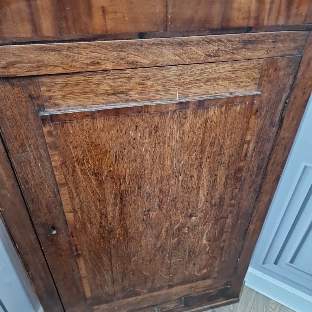 Antique Georgian Corner Cabinet Single Door Hanging Cupboard Long Case photo vintage