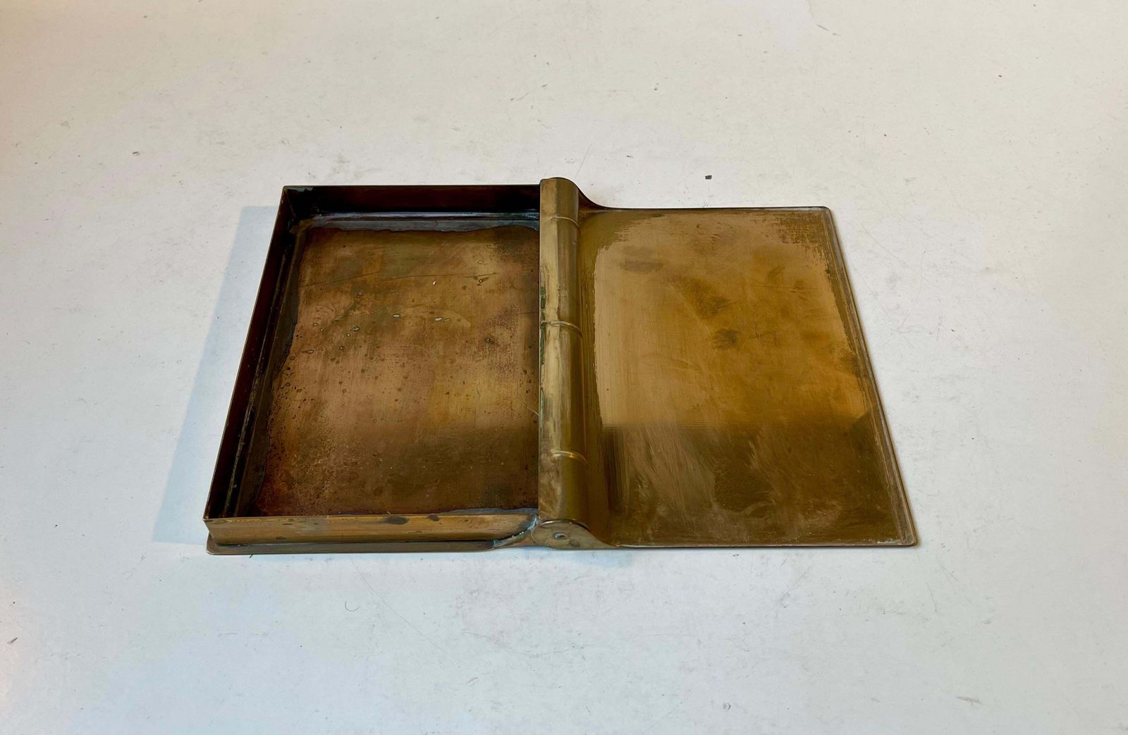 1930s Concealed Guilloché Brass Box   In The Shape Of A Book photo vintage