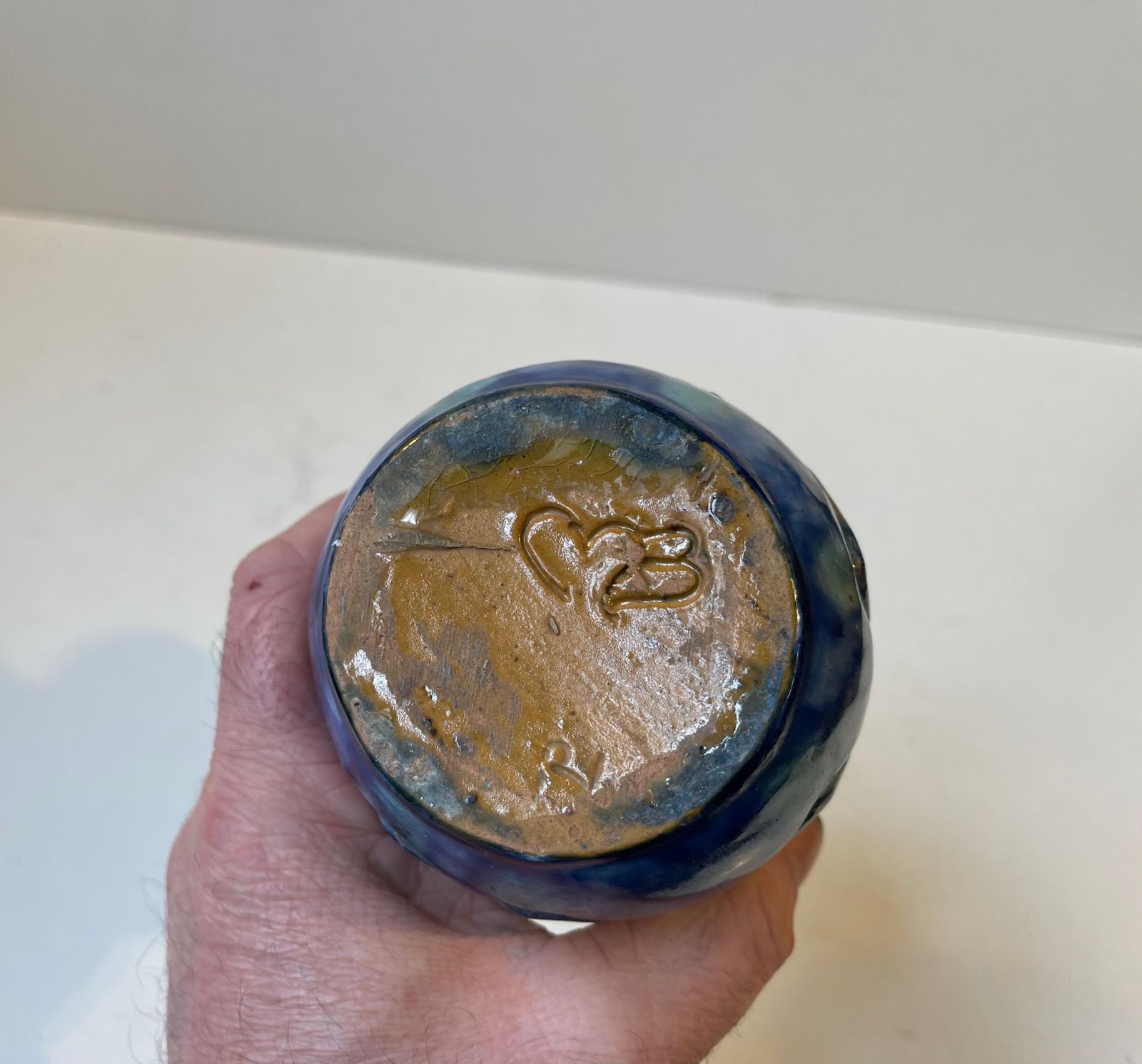Møller & Bøgely, Denmark, Glazed Art Nouveau Pottery Vase photo vintage