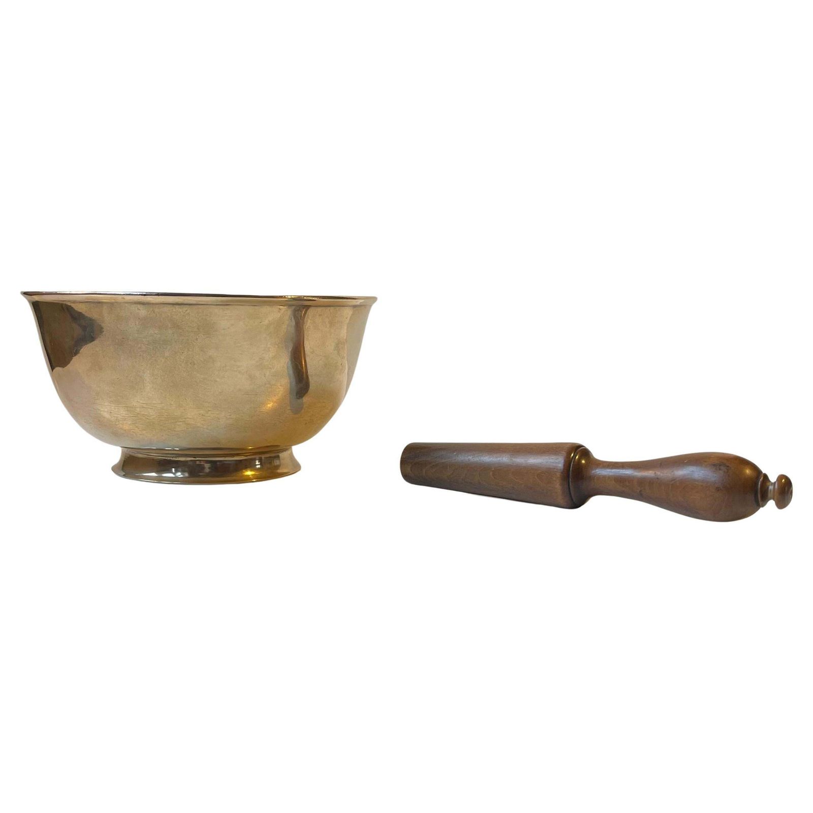 Vintage Bronze Yoga Meditation Singing Bowl With Striker, 1960s