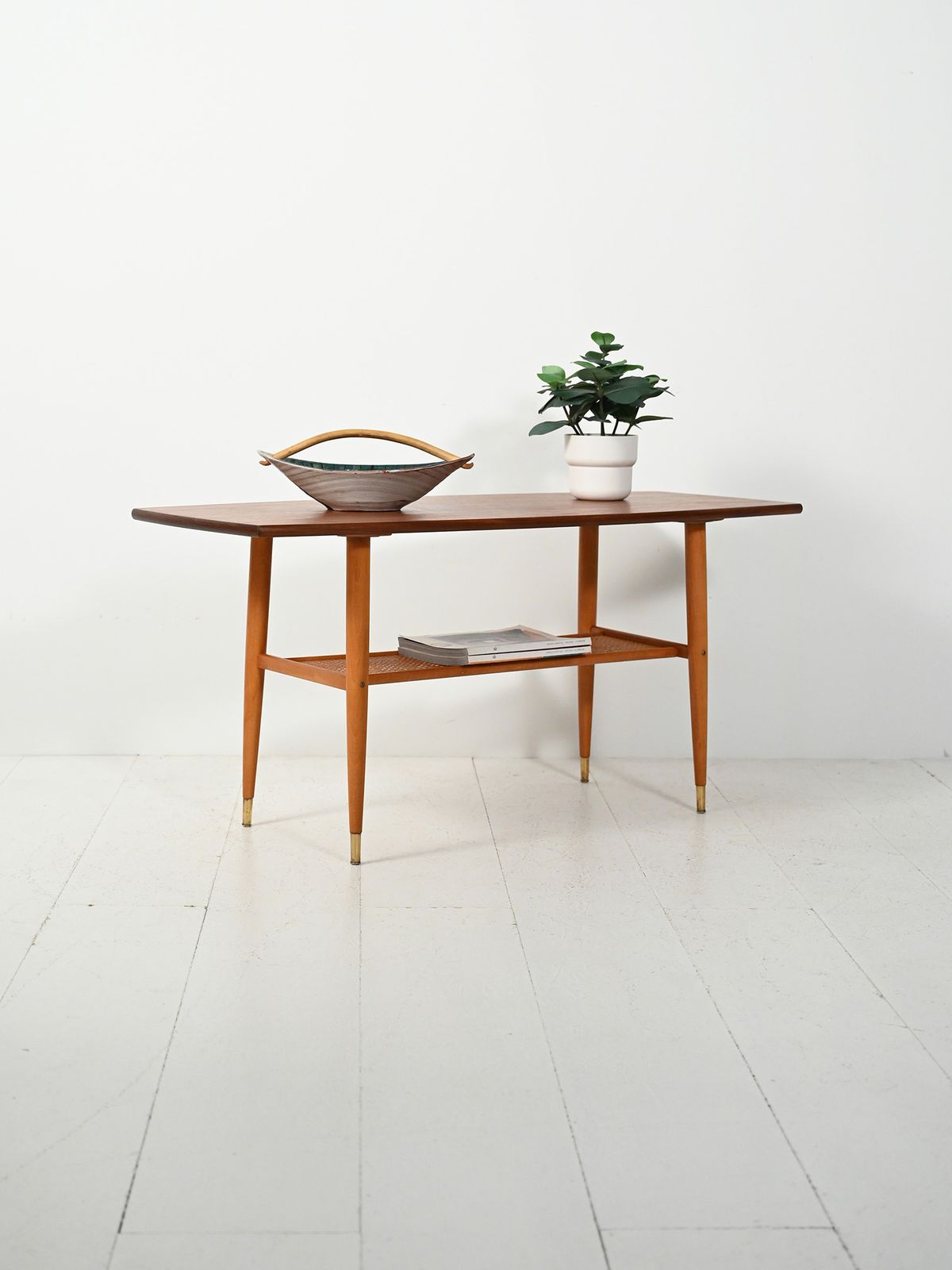 Vintage Scandinavian Teak Coffee Table With Boat Shaped Top