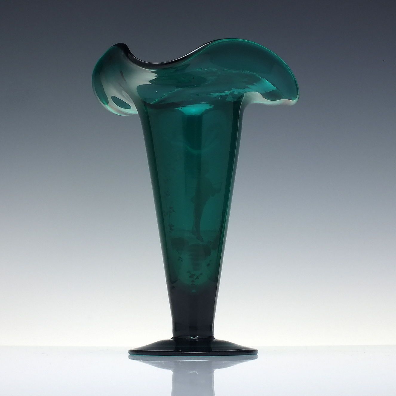 Victorian Mary Gregory Green Glass Flower Vase C1890 photo for sale