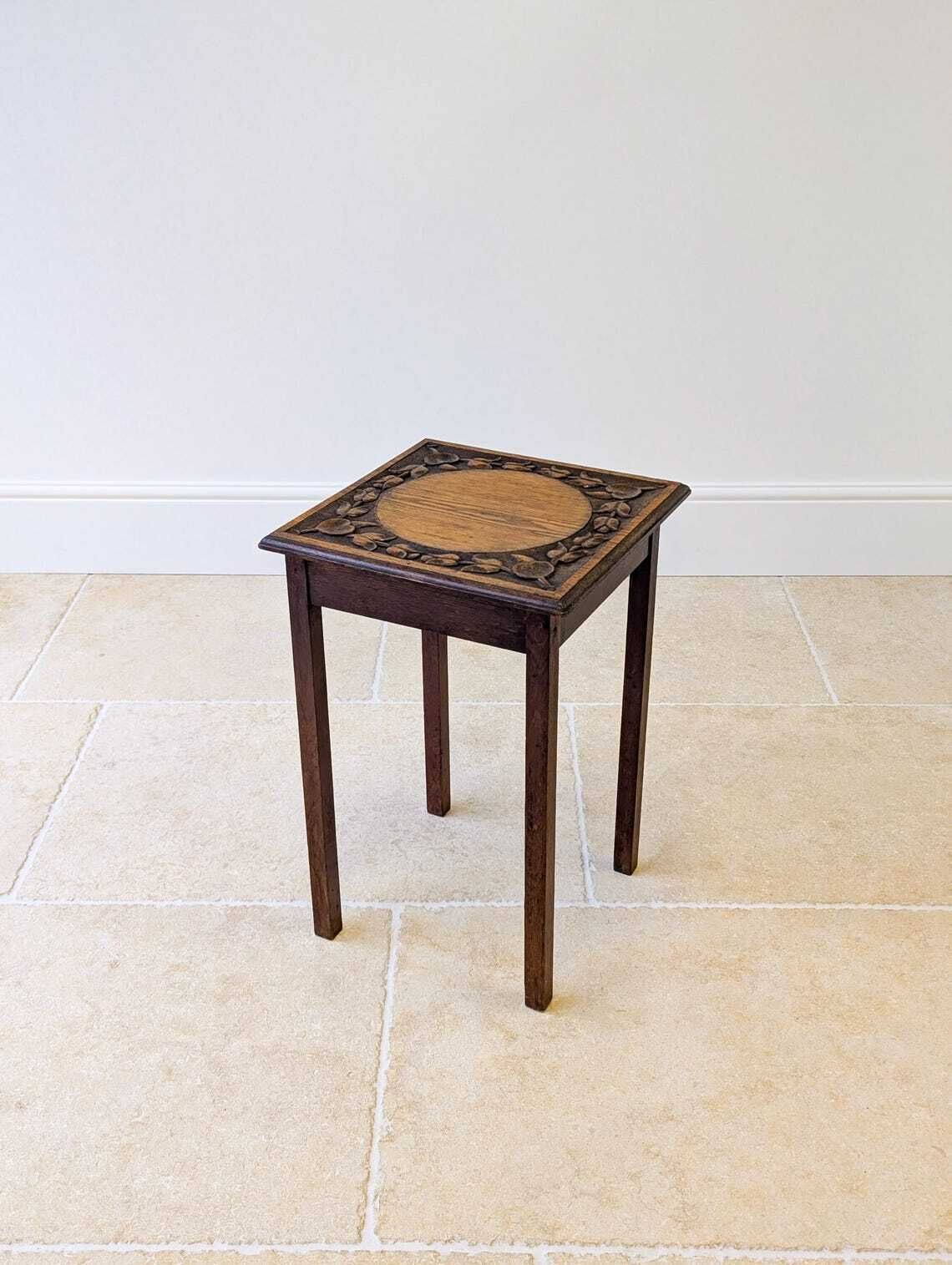 Antique Arts And Crafts Oak Occasional Table C.1920 photo vintage
