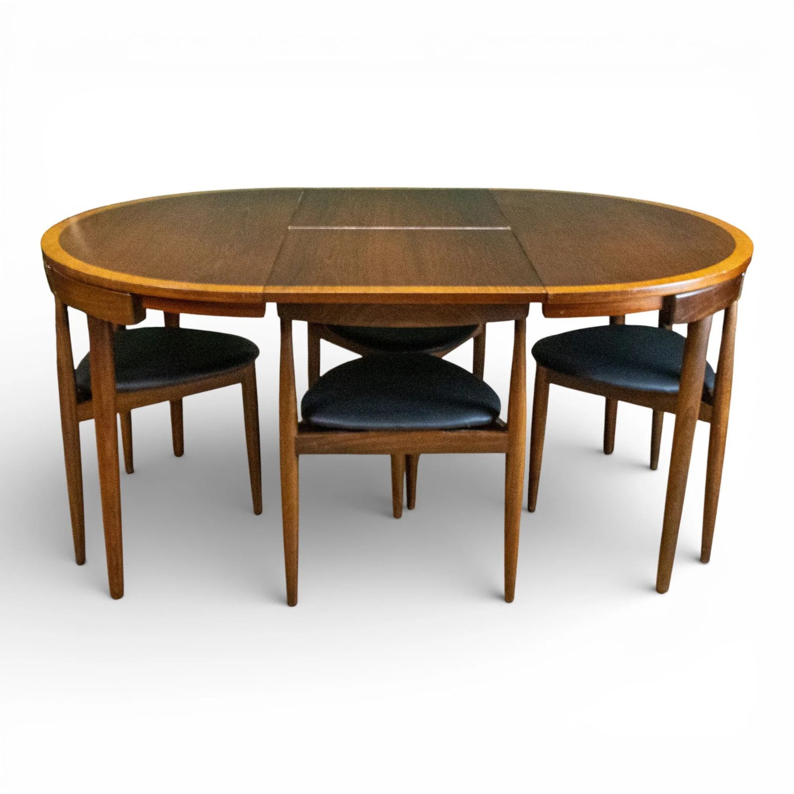 Frem Rolje Roundette Crossbanded Teak Dining Table & 4 Chairs photo furniture