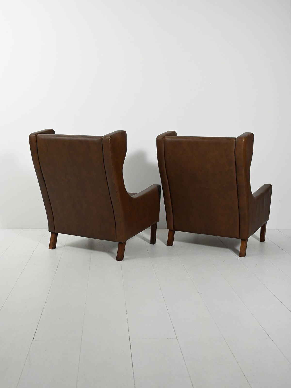 Pair Of Danish Armchairs In Dark Brown Leather photo 2320.0
