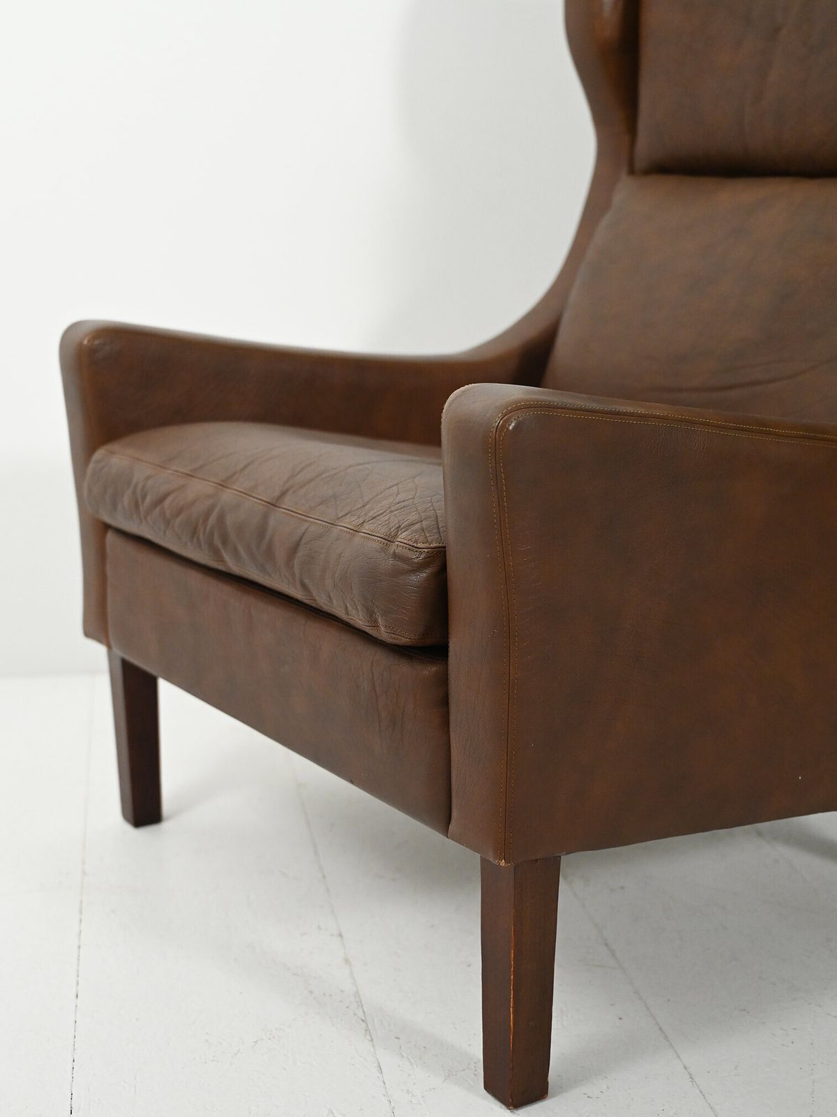 Pair Of Danish Armchairs In Dark Brown Leather photo buy
