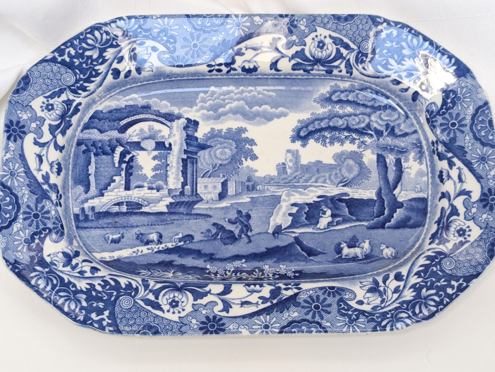 photo buy Antique Copeland Spode Rectangle Serving Platter Circa 1910. Highly Collectible Vintage. Copeland 'Italian' Design.