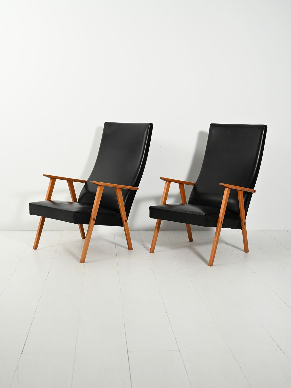 Pair Of Scandinavian Armchairs From The 1950s And 1960s With High Backs photo for sale