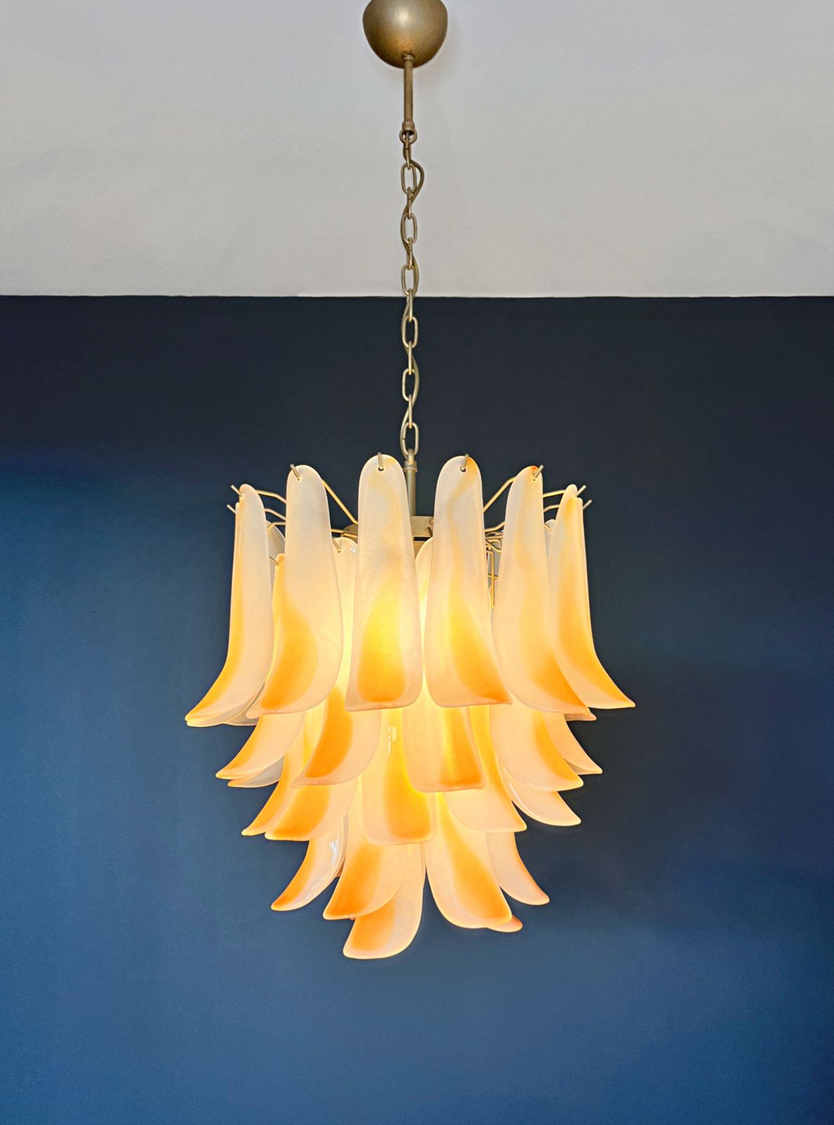 photo buy Italian Vintage Murano Chandelier   41 Acid Etched Amber Glass Petals