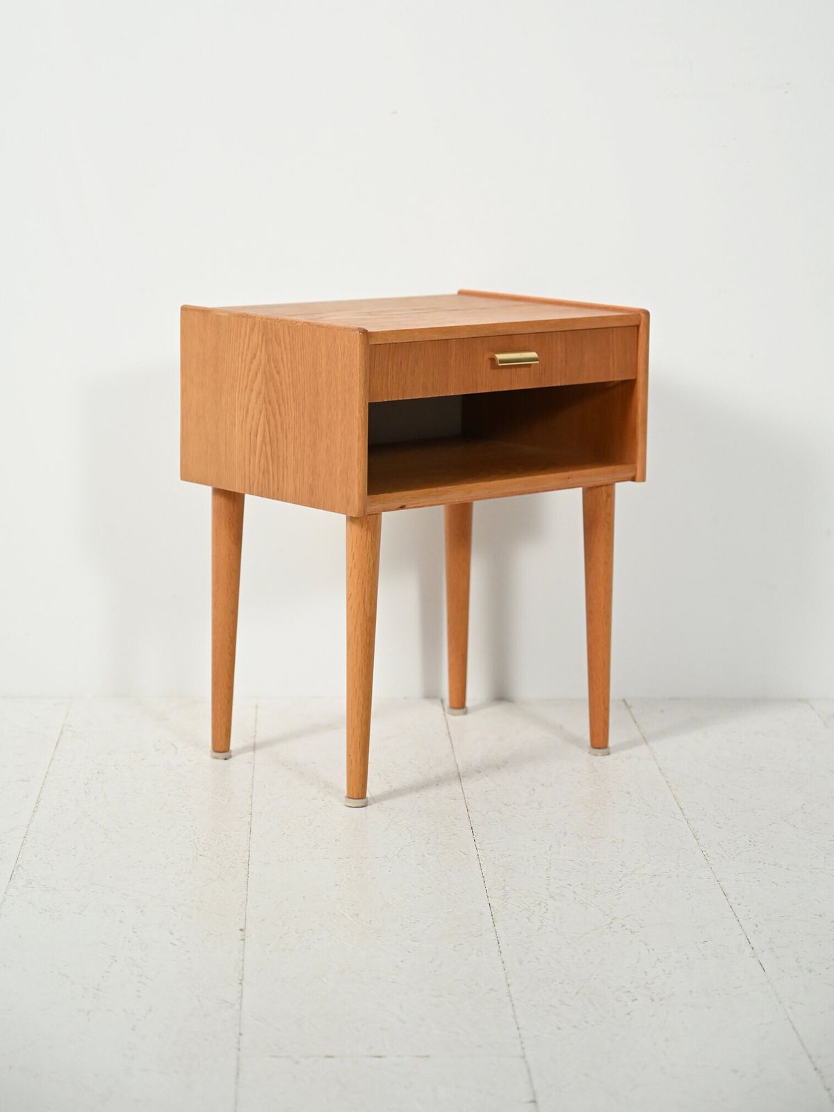 Vintage Scandinavian Bedside Table With Brass Handle photo for sale