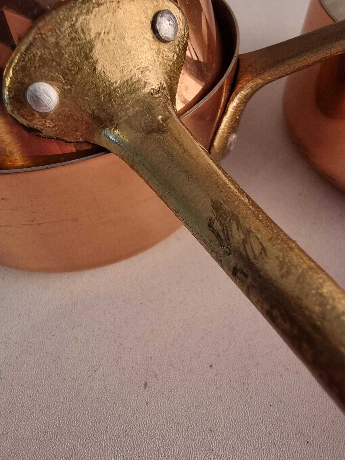 Vintage French Set Of Copper Saucepans, French Copper Pans, French Cookware photo Home Decor