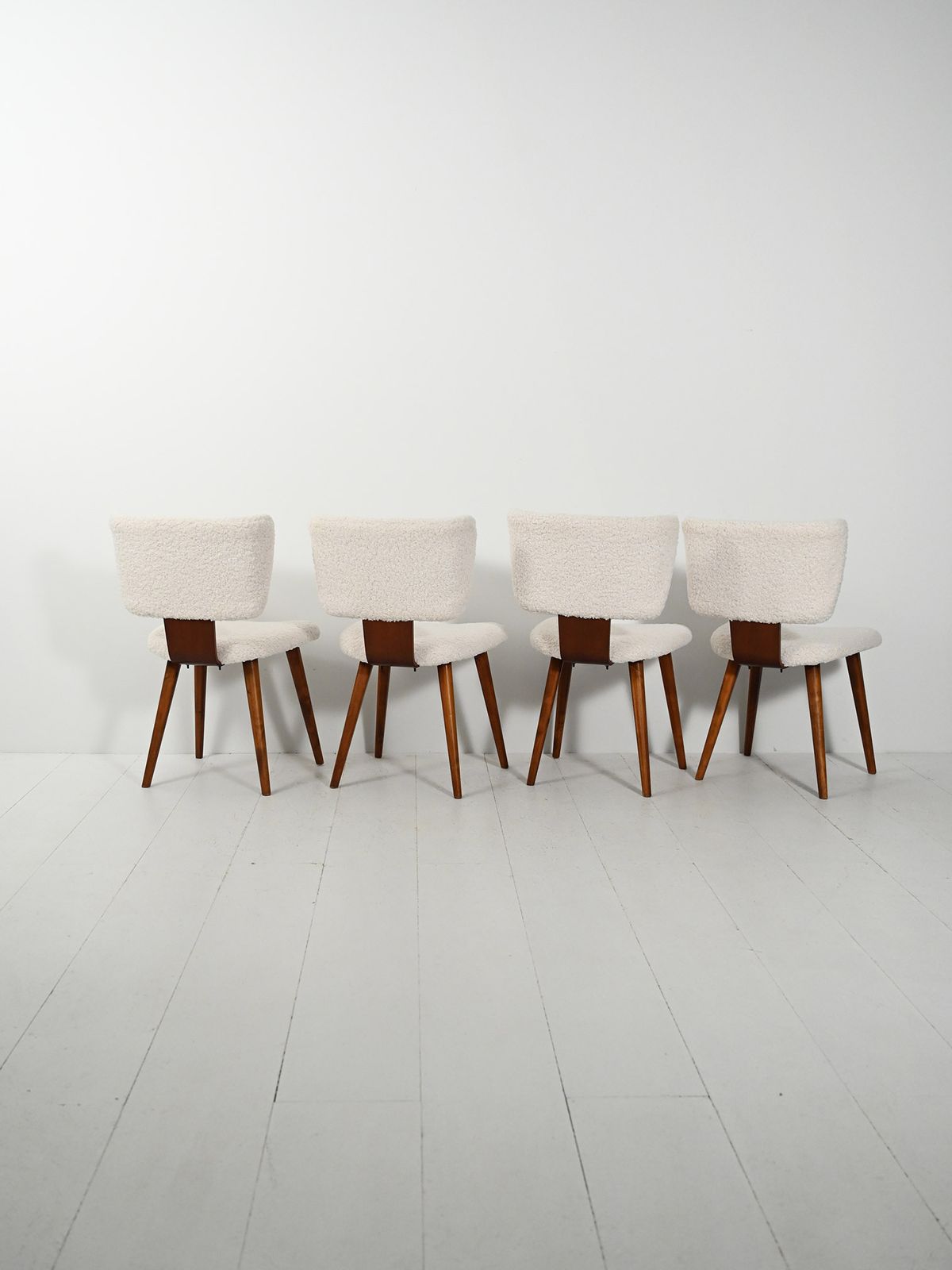 Set Of Four Scandinavian Chairs In Bouclé Wool photo for sale