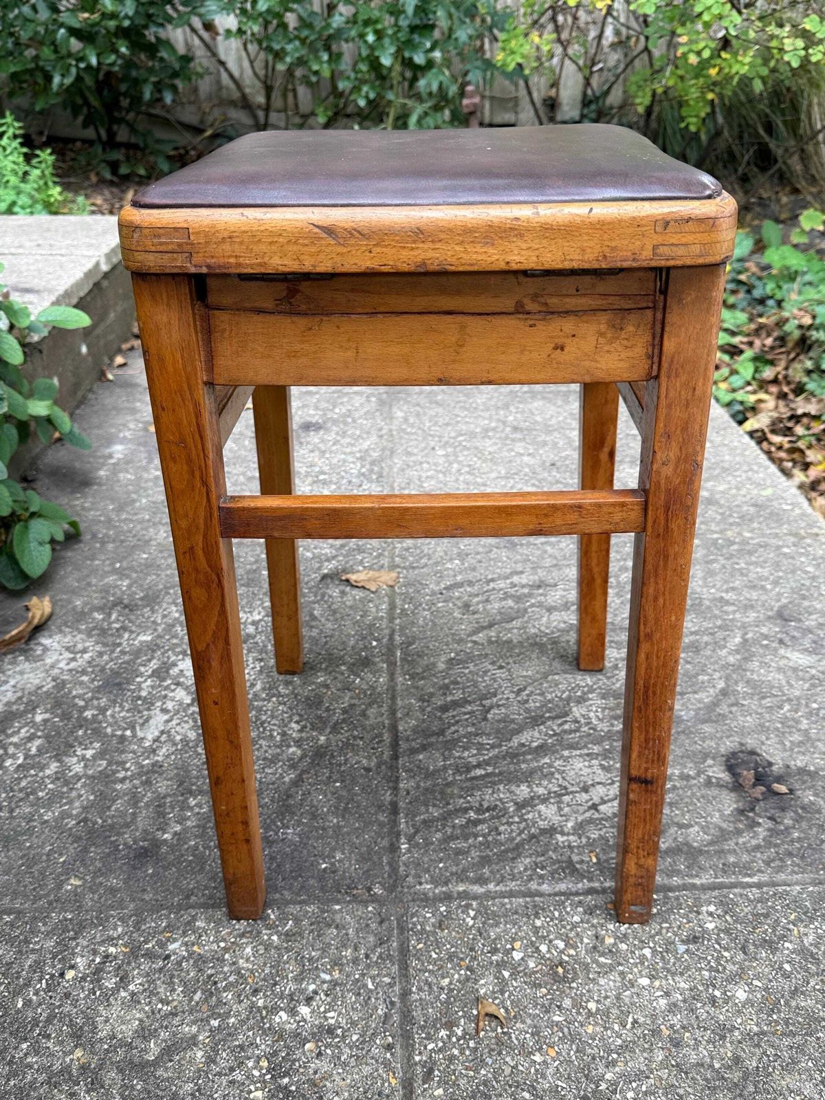 Mid Century Vintage Wooden Storage Stool Sewing Box Utility Seat 1960s 1970s photo 129.0