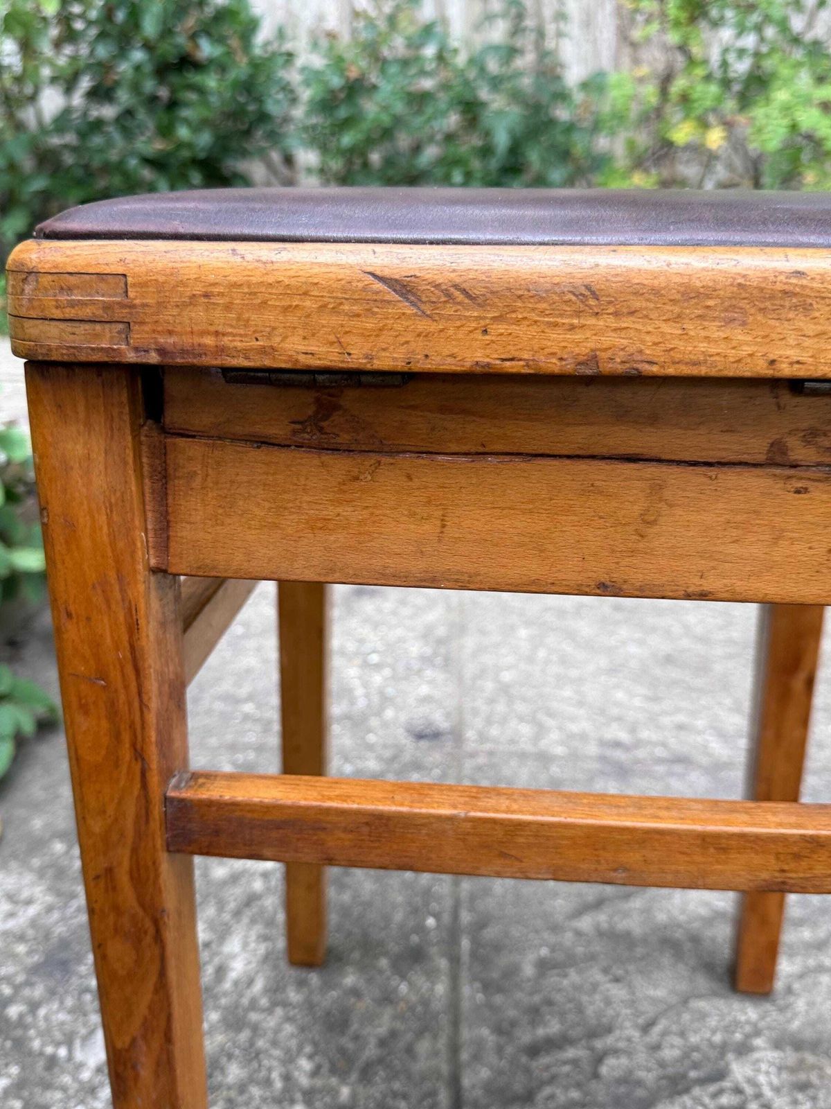 Mid Century Vintage Wooden Storage Stool Sewing Box Utility Seat 1960s 1970s photo vintage