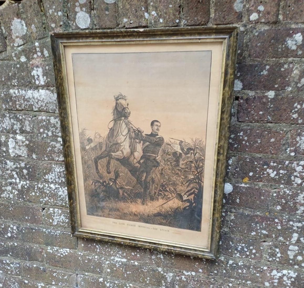 Antique Military Print Late 19th Century Framed Engraving Imperial History Victorian   South African Wars