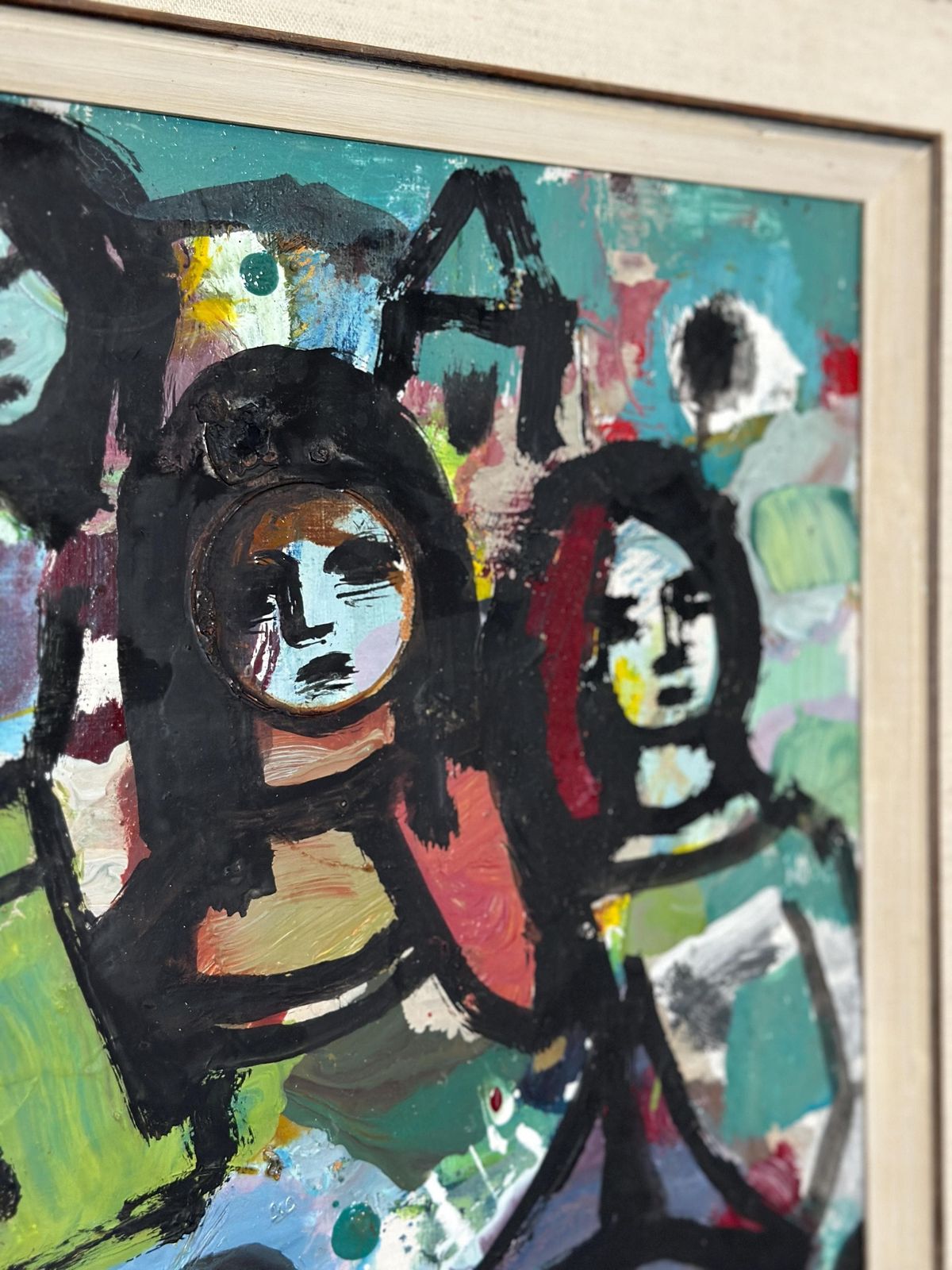 Original Swedish Oil On Panel – “Collective With Youthful Face” By Erik Heinertz – Vintage & Framed – 60 × 69 Cm (23.6" × 27.2") photo for sale