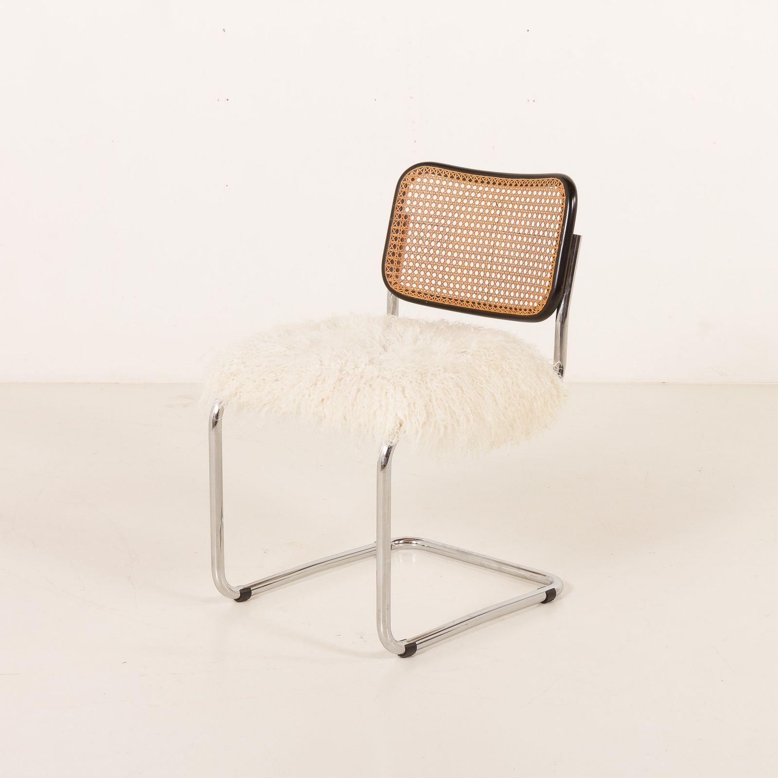 Italian Vintage Accent Chair In Long Hair Sheepskin, 1960s photo for sale