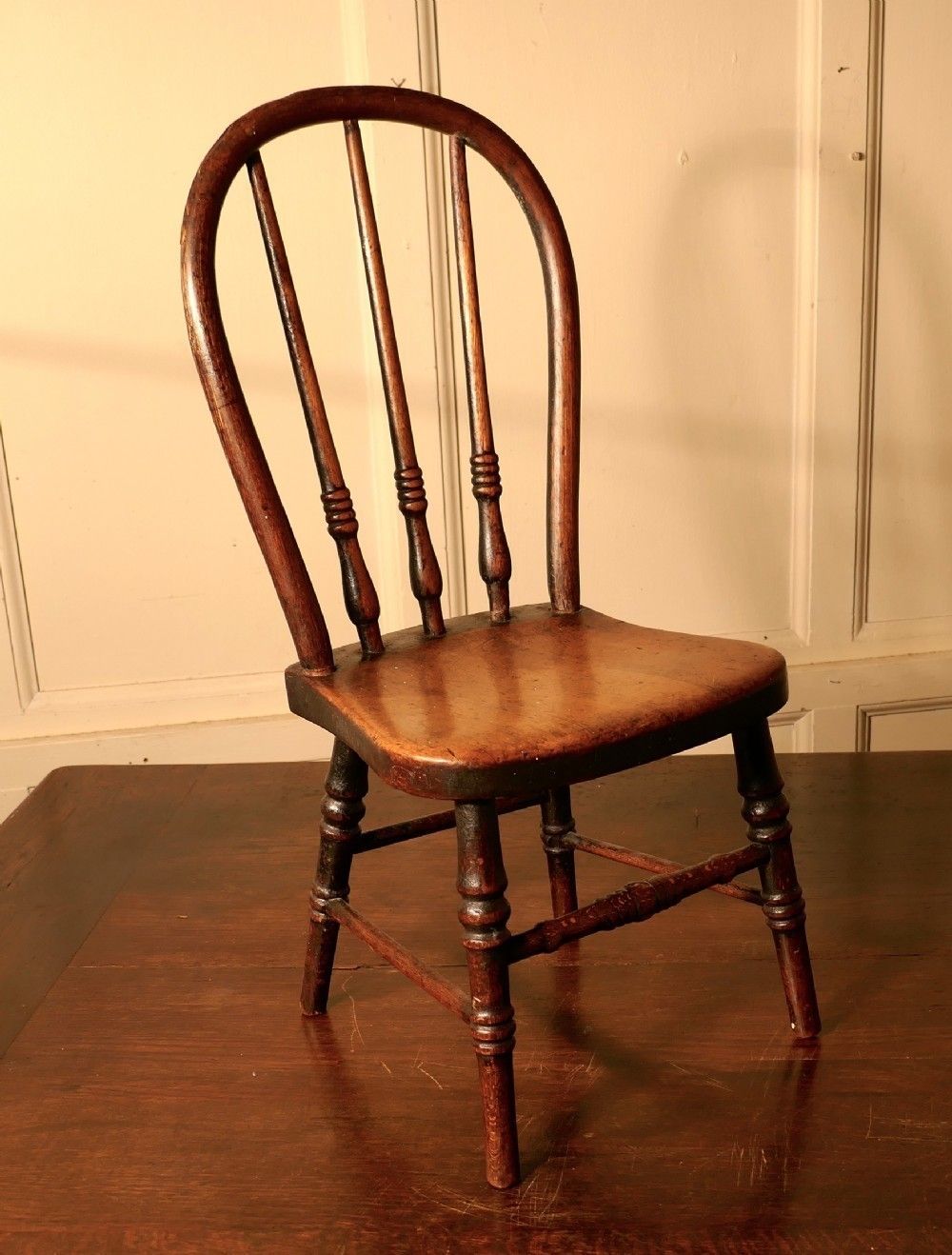 19th Century Miniature Beech And Ash Hoop Back Kitchen Chair photo furniture