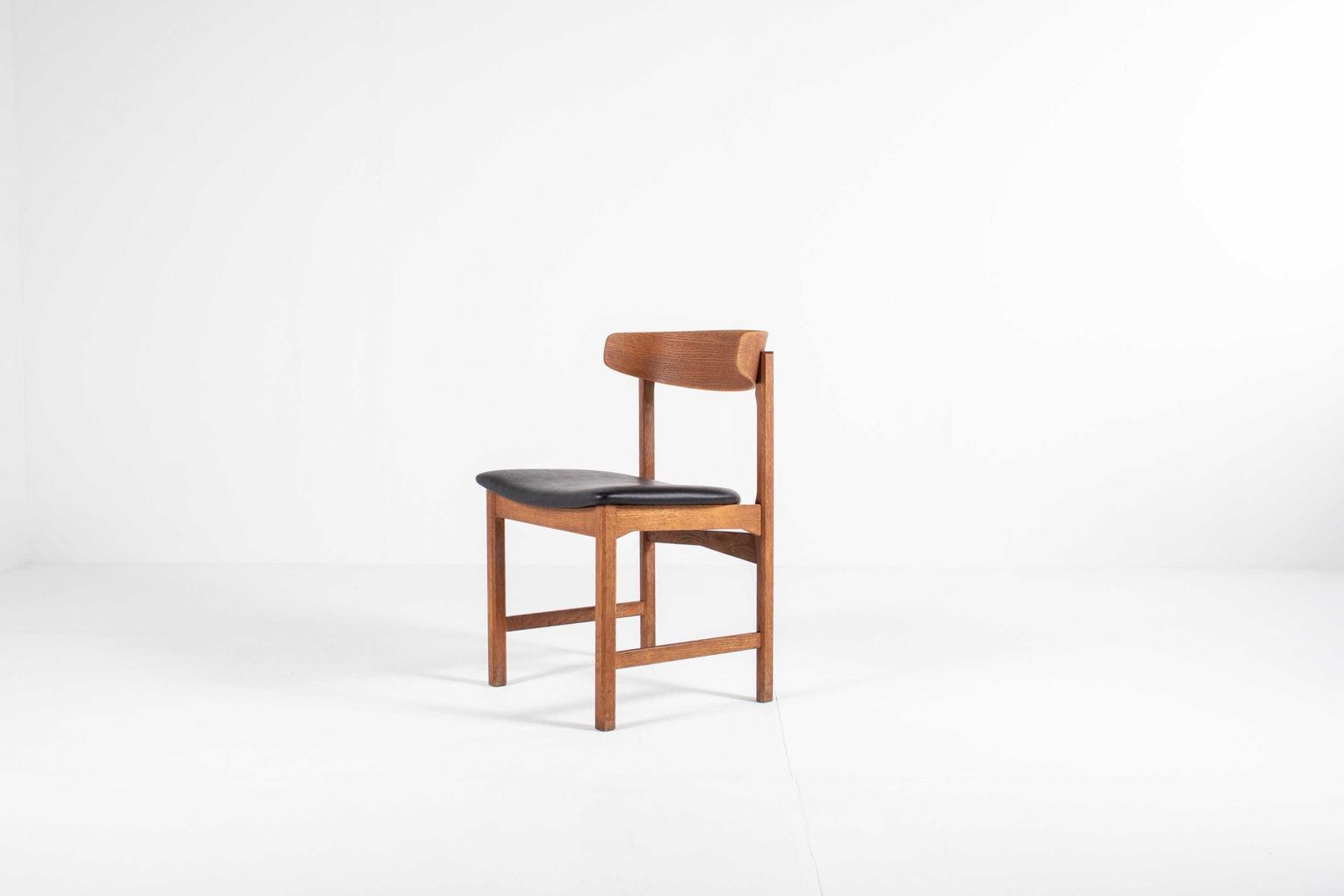 Set Of 4 Danish Oak Dining Chairs, Newly Upholstered In Black Skai, 1960s photo 1454.0