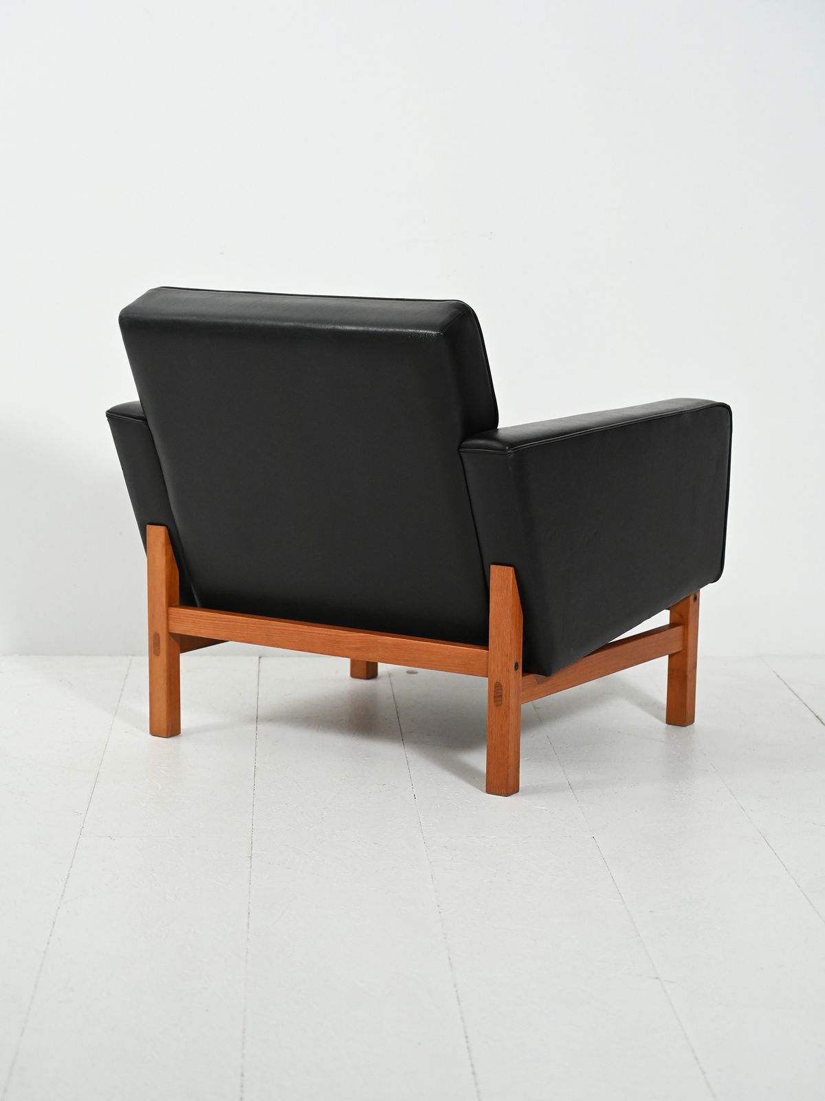 Ab Futura Swedish Armchair In Black Faux Leather photo for sale