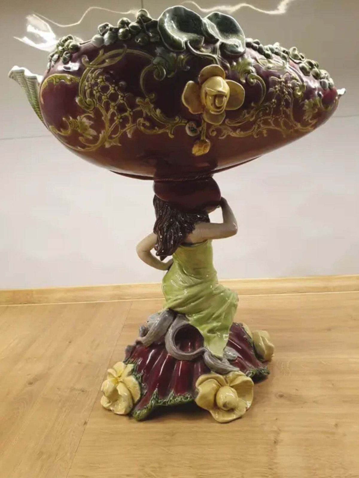 Monumentaal Majolica Figuurstuk, Bohemen, Ca. 1900 photo for sale