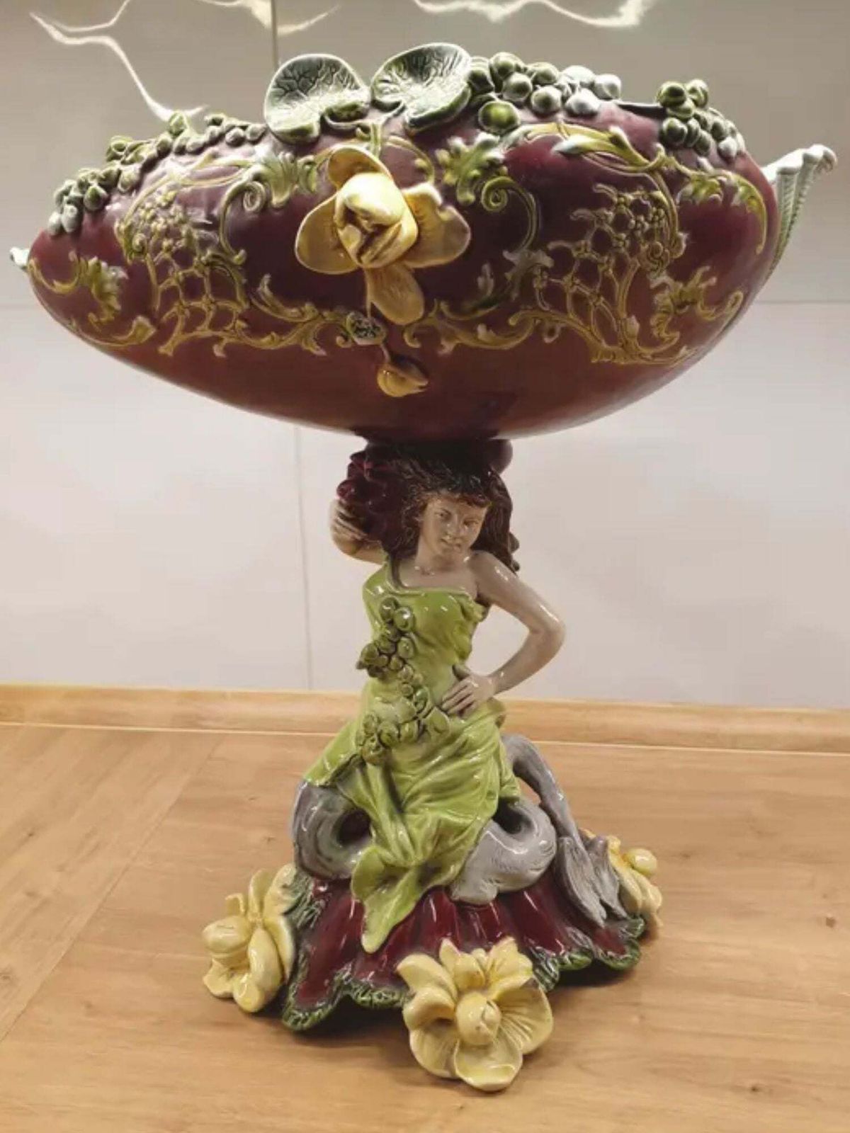 Monumental Majolica Figural Centerpiece Bohemia, Circa 1900 photo vinterior