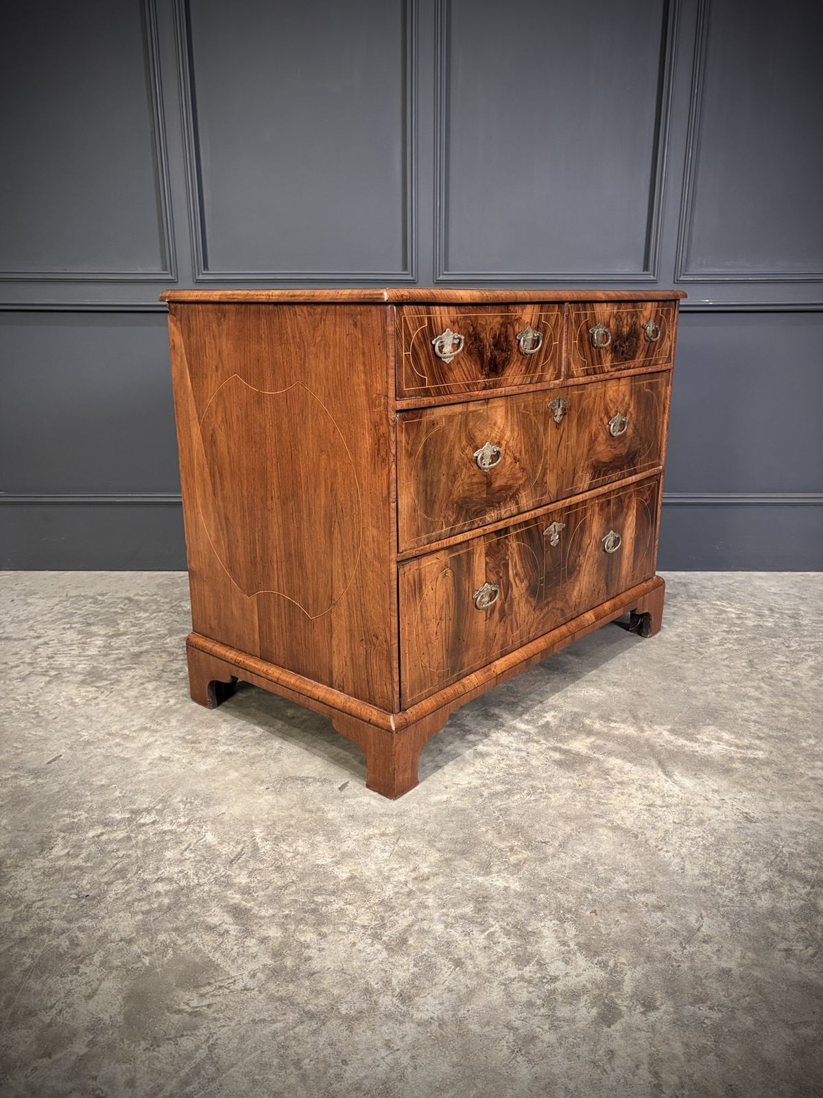 William & Mary Inlaid Walnut Chest Of Drawers photo for sale