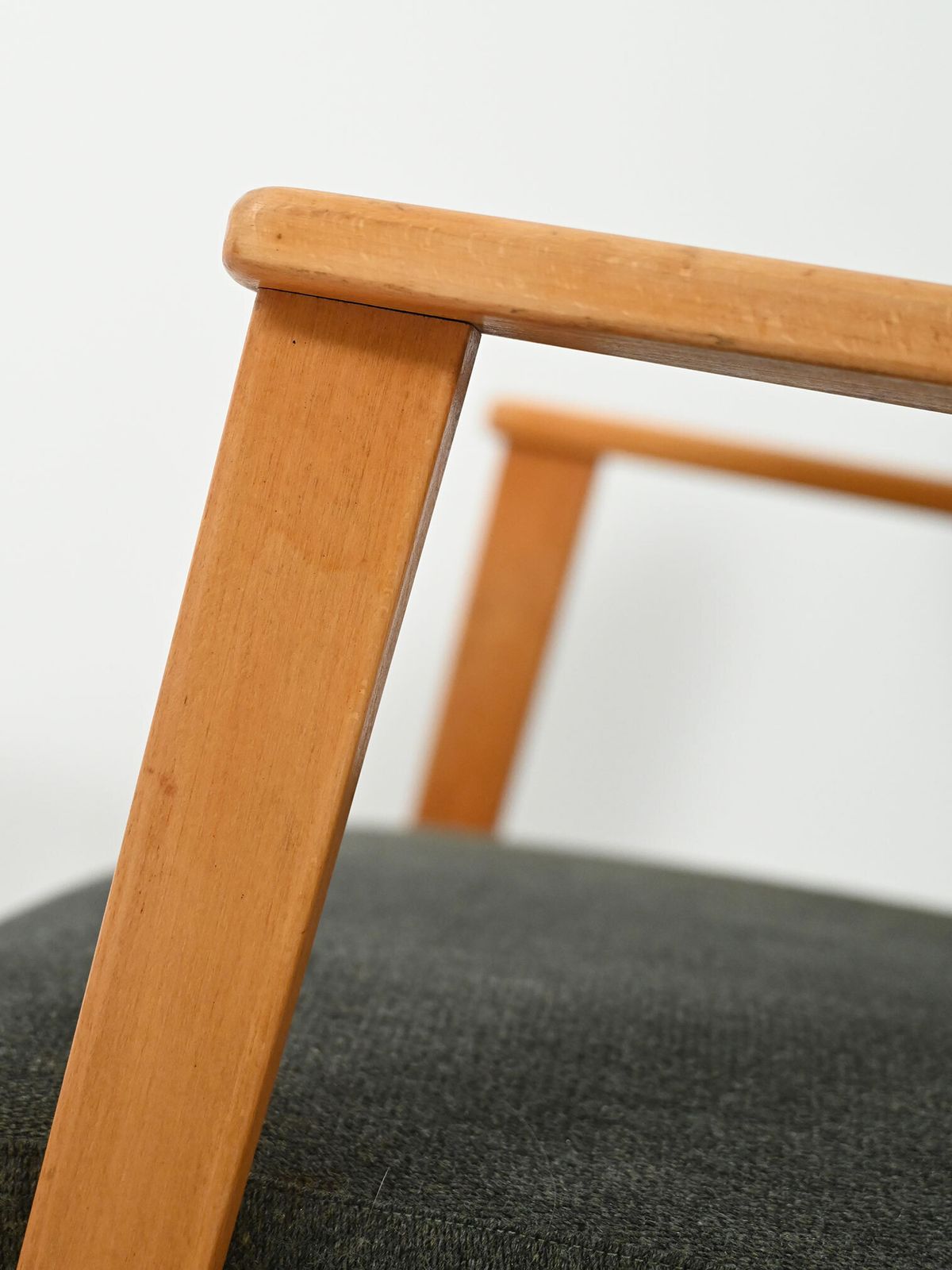 Pair Of Scandinavian Beech Armchairs With Grey Upholstery photo buy