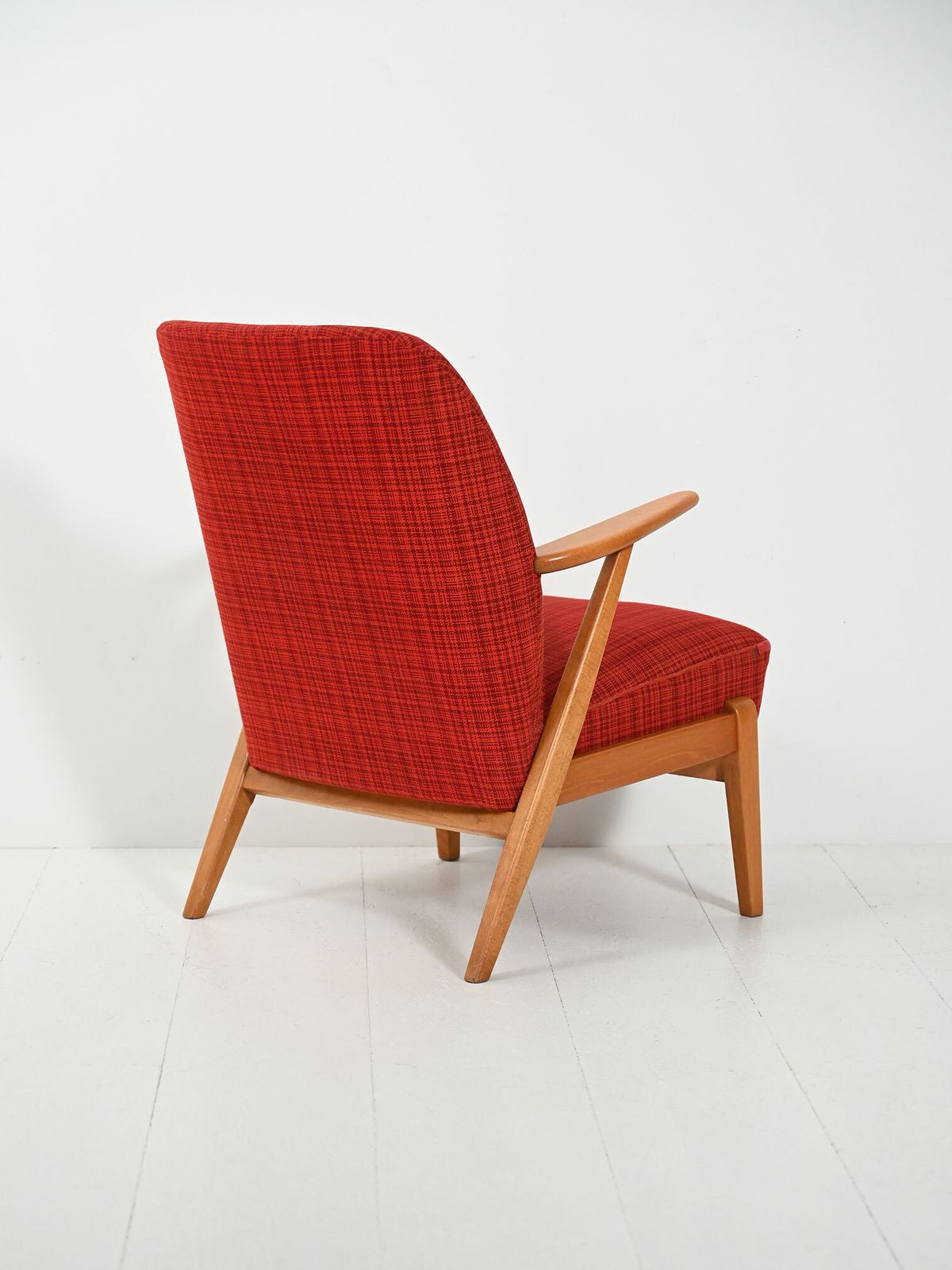 Scandinavian Armchair From The 1950s With Red Wool Upholstery photo for sale