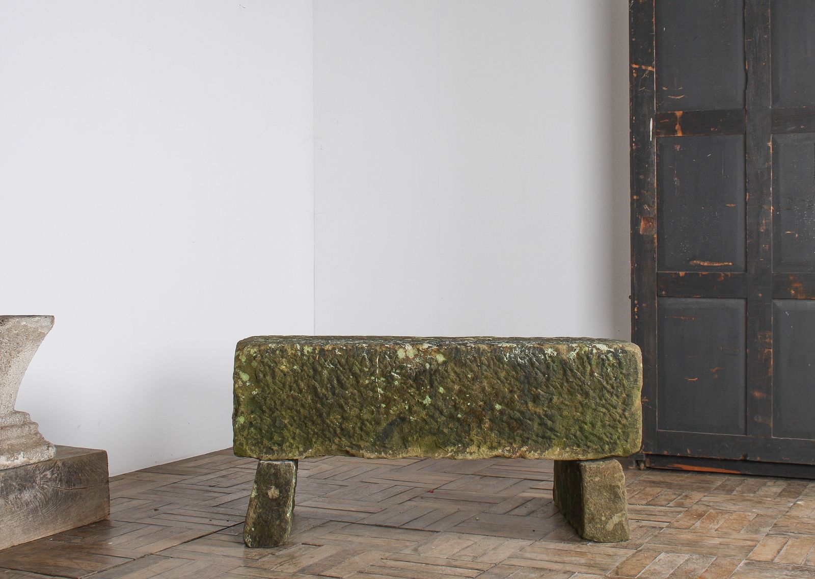 Reclaimed Carved Stone Sandstone Garden Bench Seat With Weathered Patina photo buy