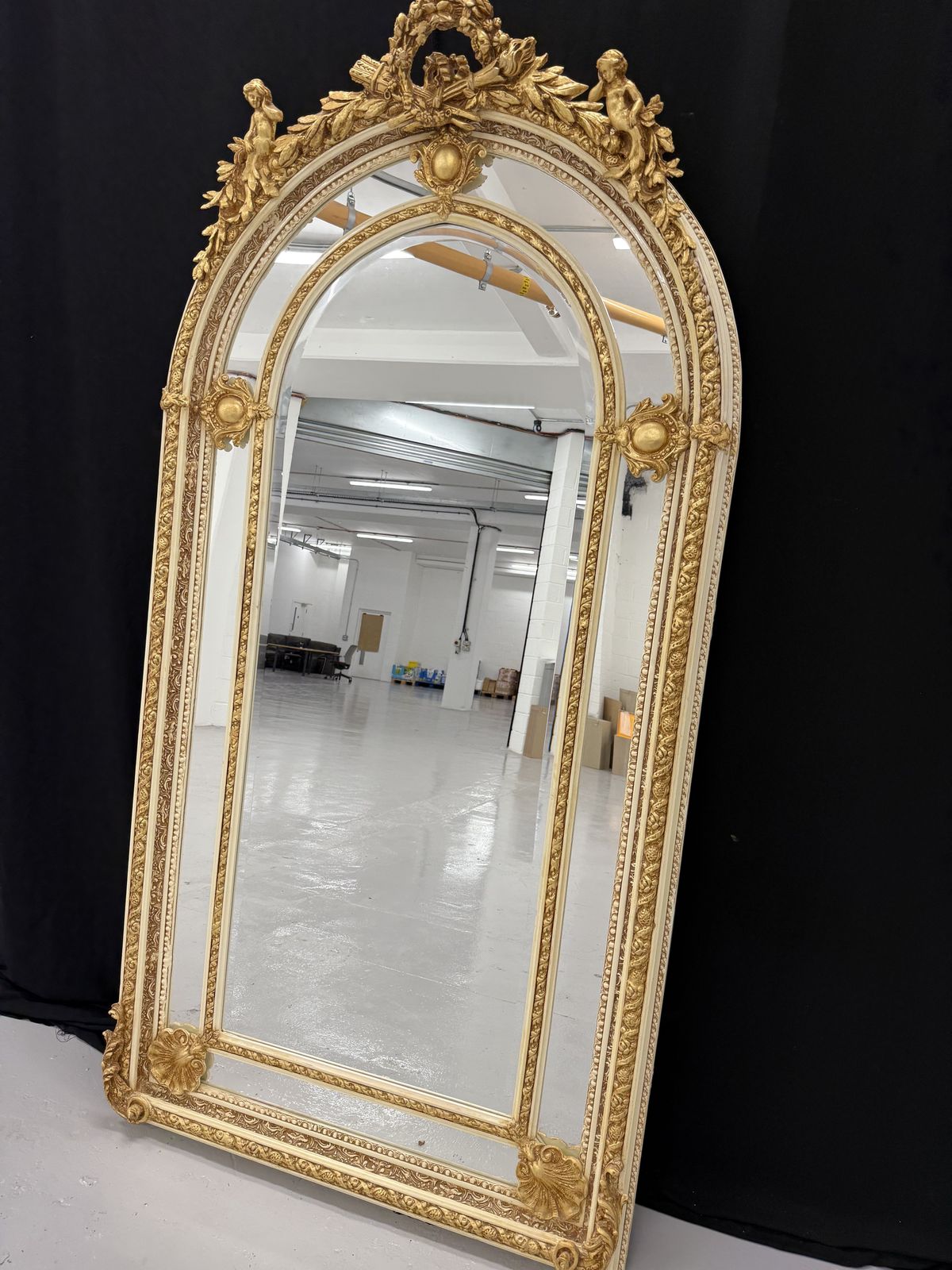 Antique Style French Regency Empire Rocco Ornate Mirror  Gold Cream 7ft photo Home Decor