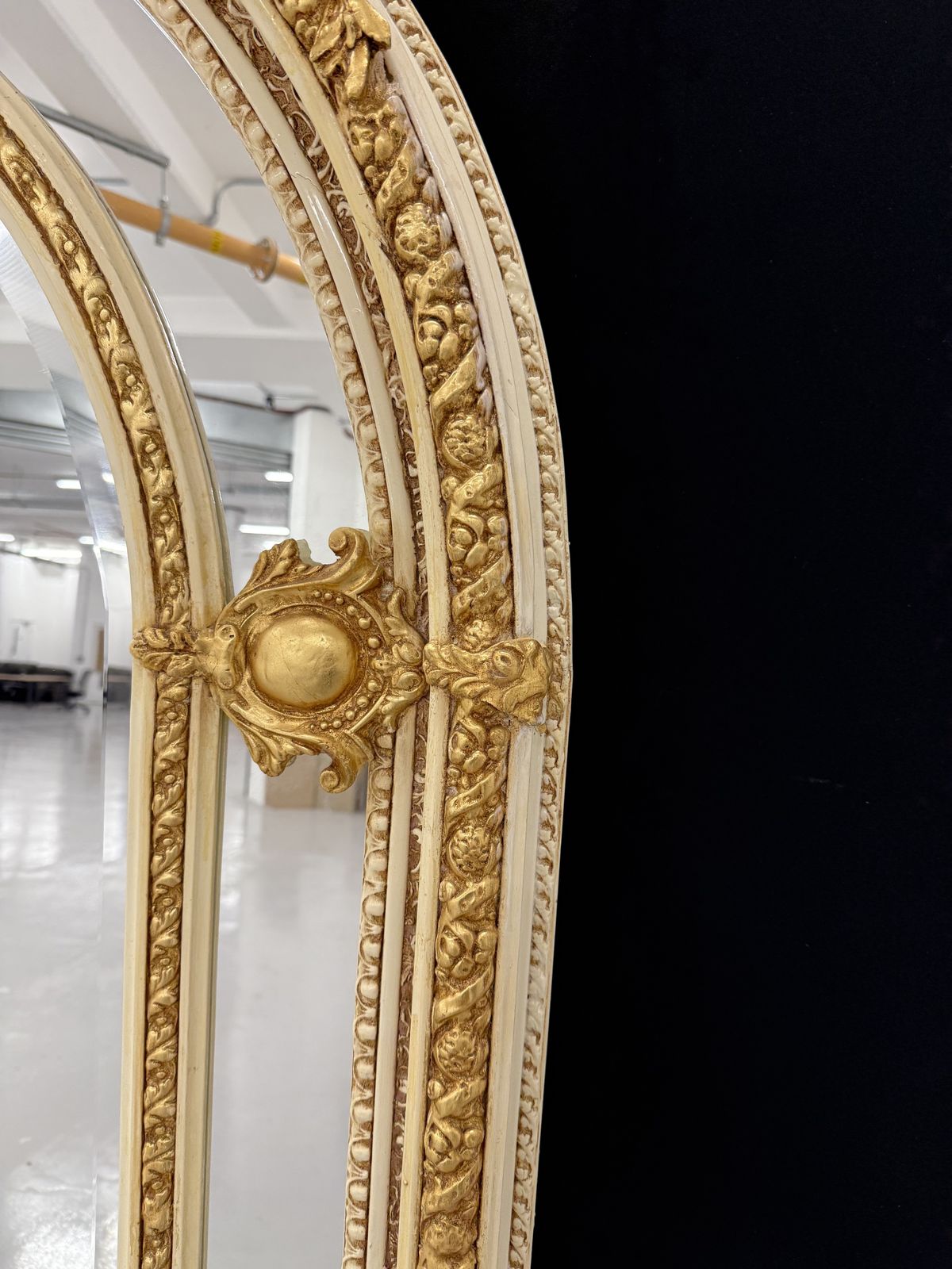 Antique Style French Regency Empire Rocco Ornate Mirror  Gold Cream 7ft photo 1000.0