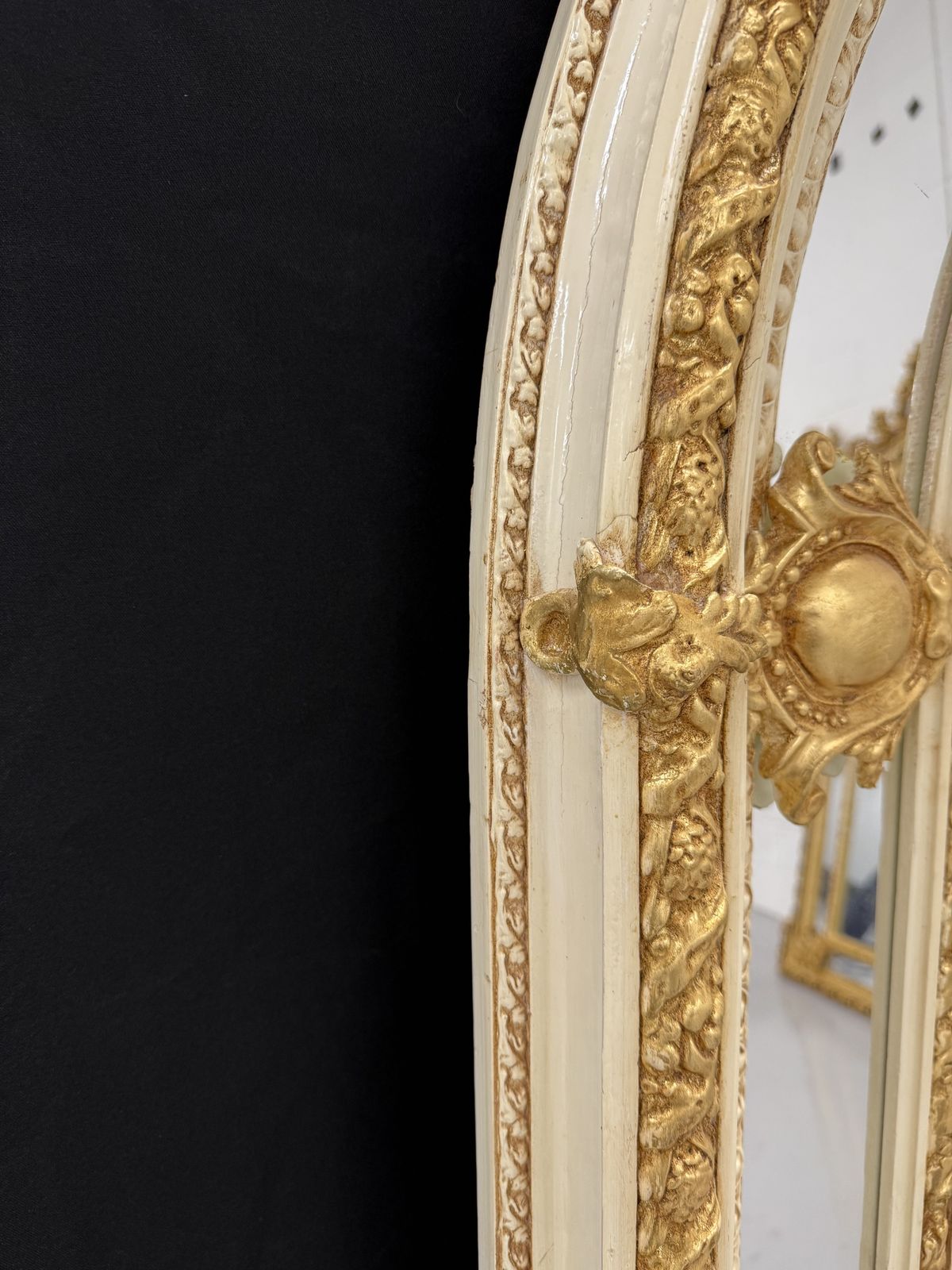 Home Decor Antique Style French Regency Empire Rocco Ornate Mirror  Gold Cream 7ft photo