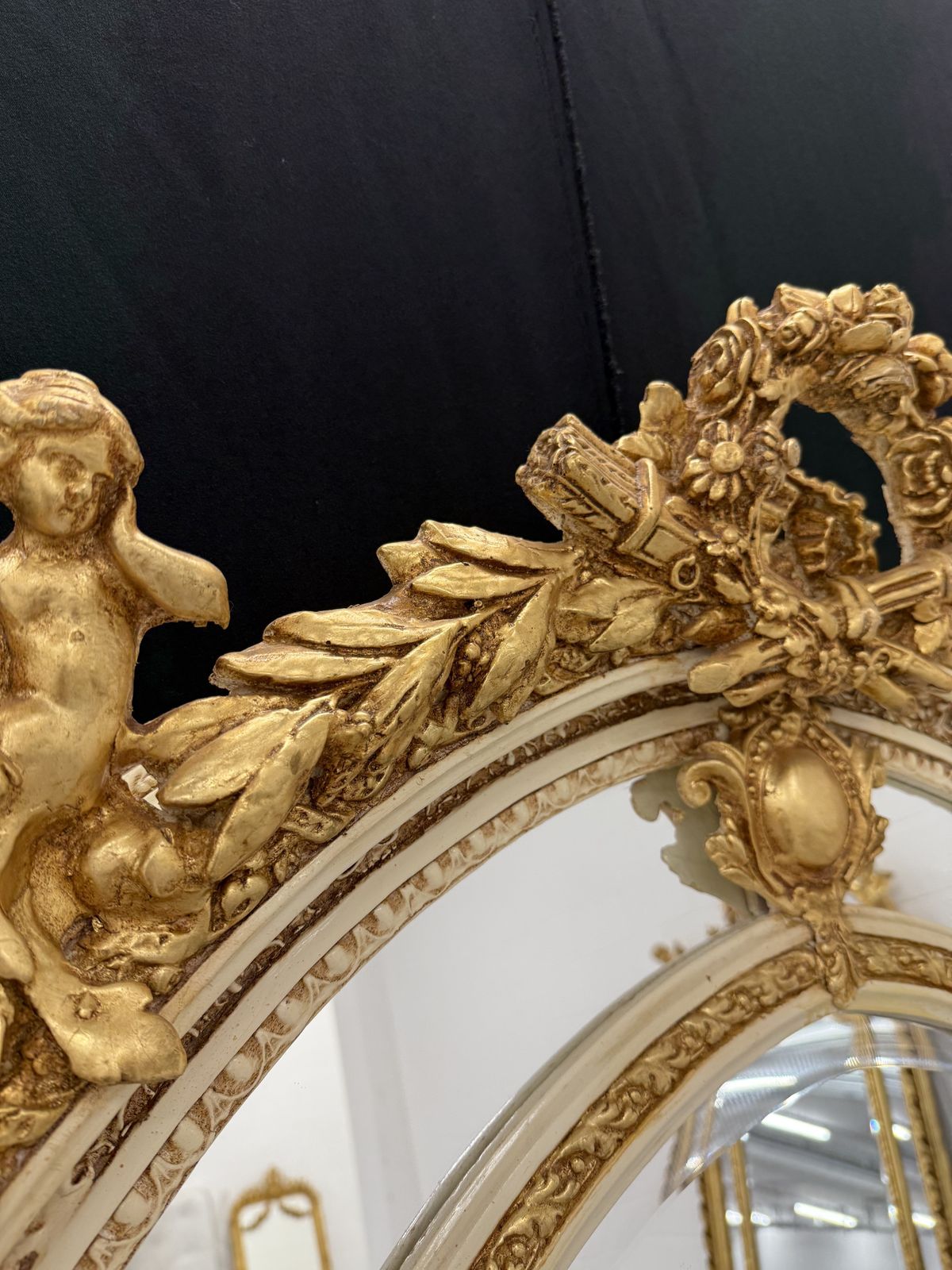 photo buy Antique Style French Regency Empire Rocco Ornate Mirror  Gold Cream 7ft