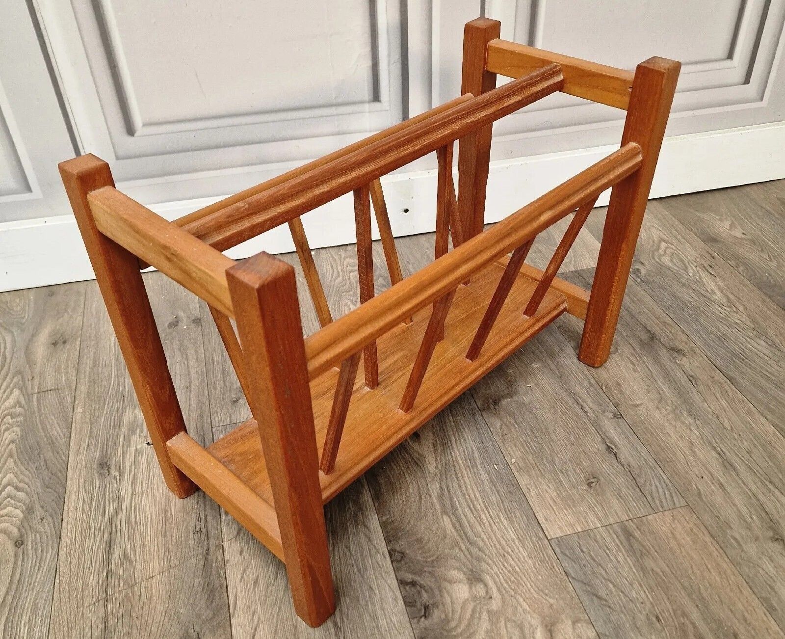 Vintage Teak Magazine Rack Danish Inspired Scandi Mid Century Modern photo furniture