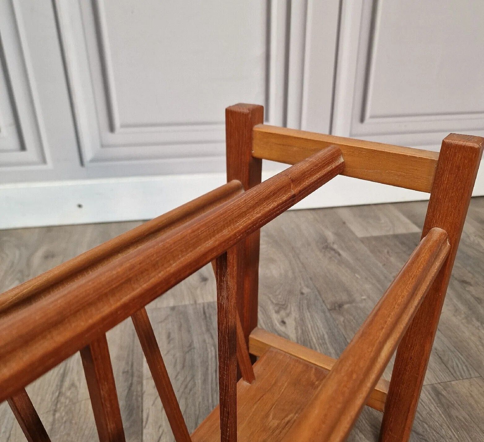 108.0 Vintage Teak Magazine Rack Danish Inspired Scandi Mid Century Modern photo